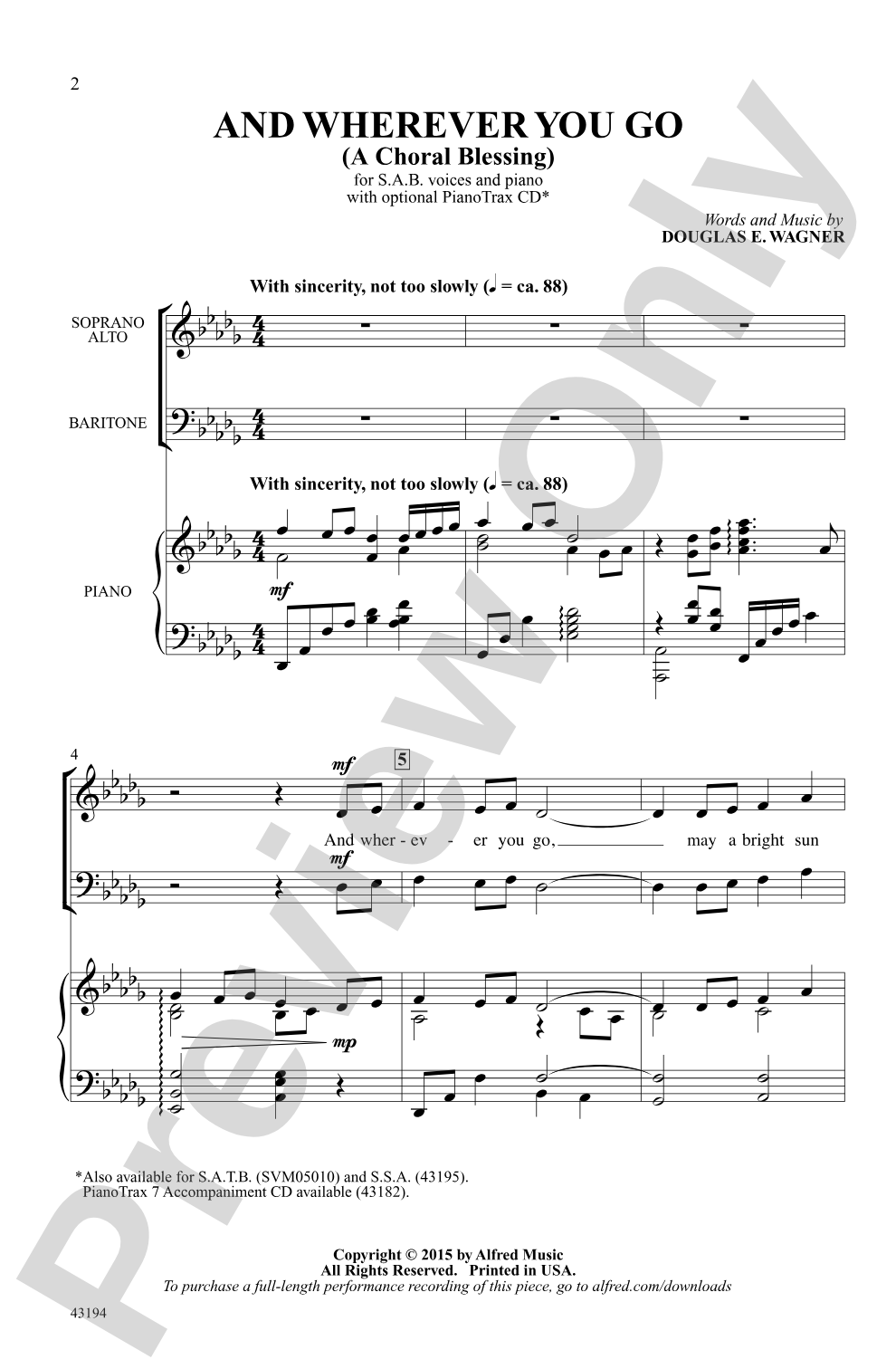 And Wherever You Go: SAB Choral Octavo