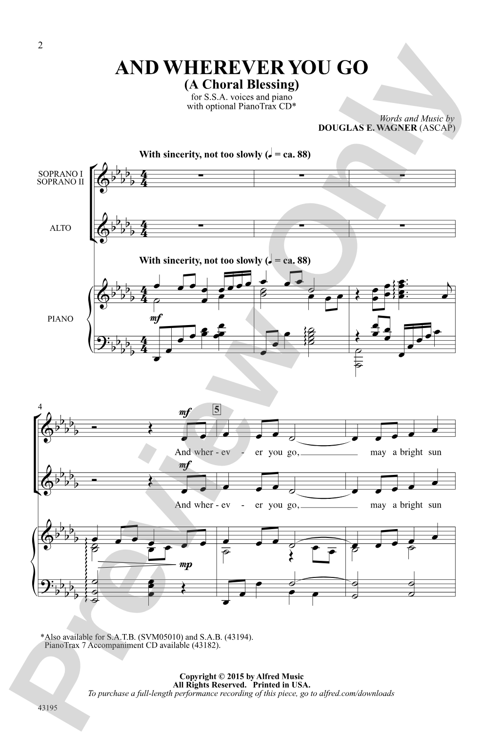 And Wherever You Go: SSA Choral Octavo