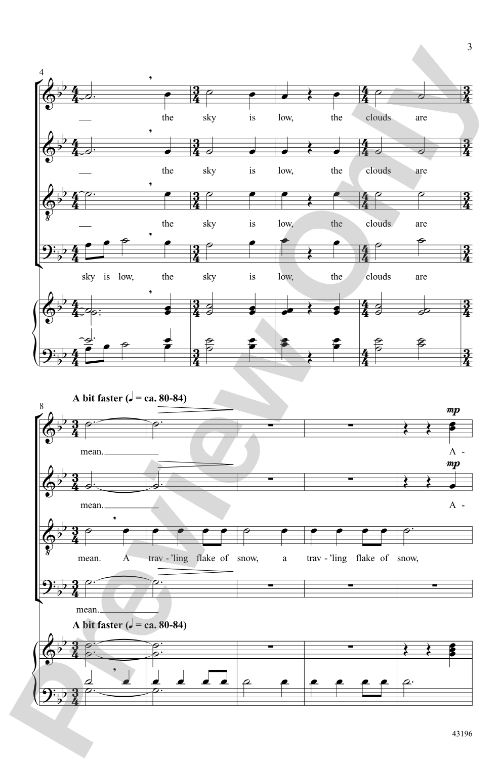 The Sky Is Low, the Clouds Are Mean: SATB <i>a cappella</i> Choral Octavo