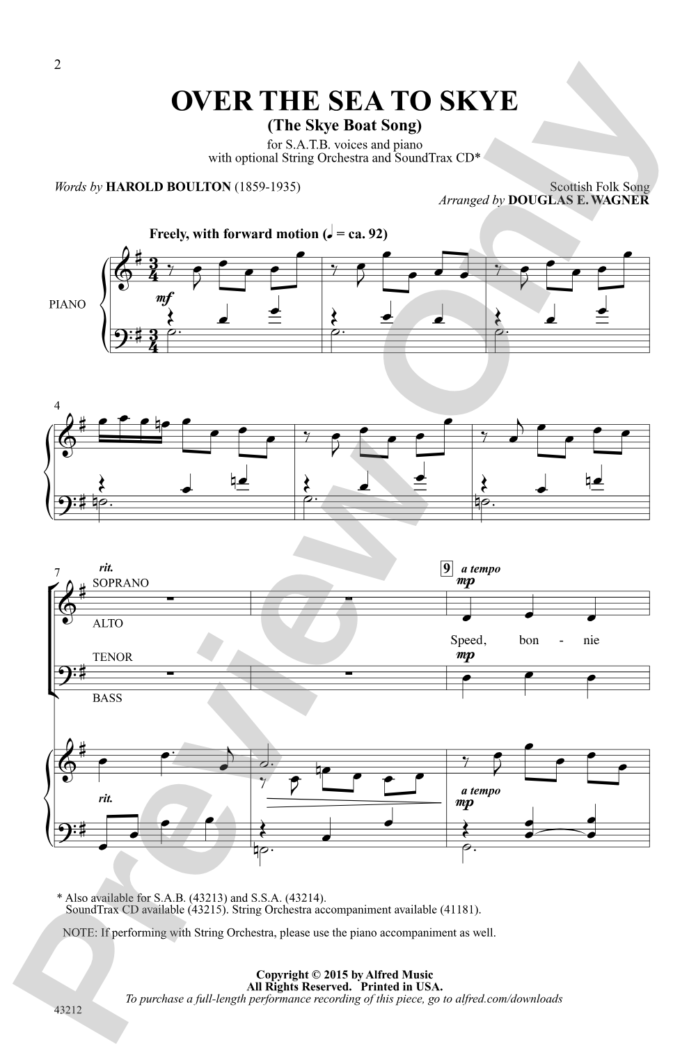 Over the Sea to Skye: SATB Choral Octavo