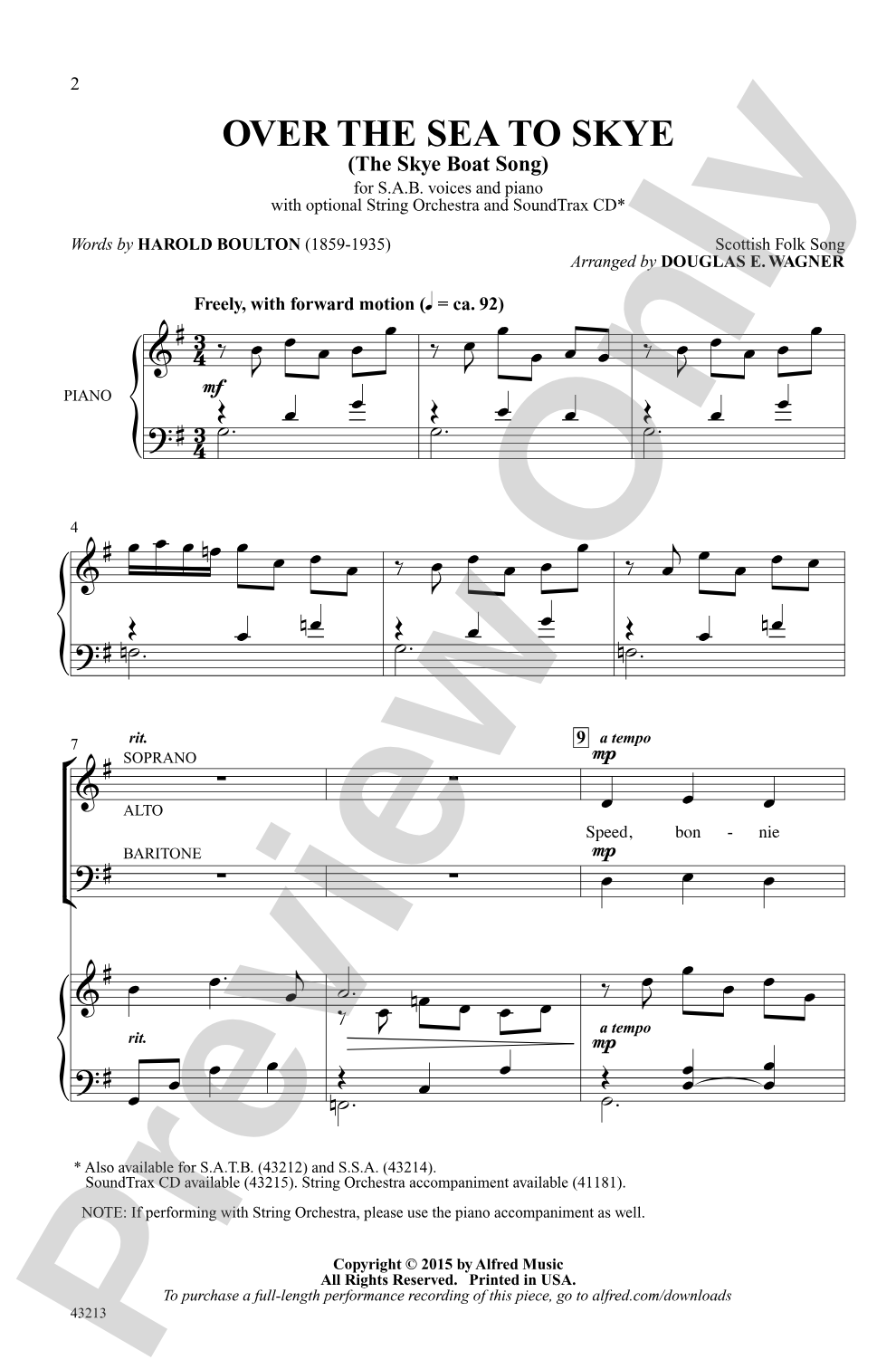 Over the Sea to Skye: SAB Choral Octavo