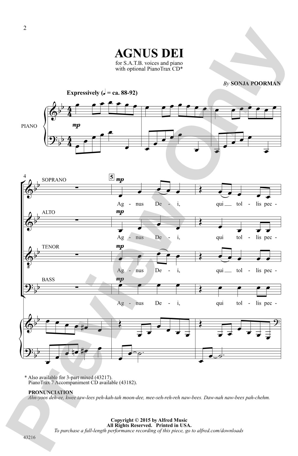 Agnus Dei: SATB Choral Octavo