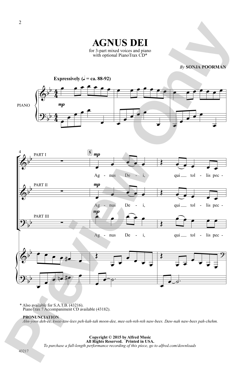 Agnus Dei: 3-Part Mixed Choral Octavo