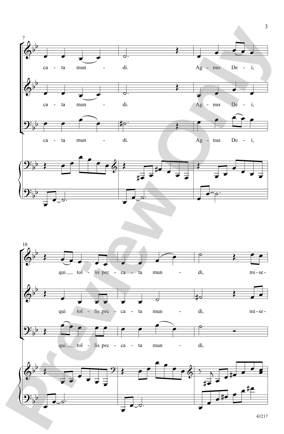 Agnus Dei: 3-Part Mixed Choral Octavo
