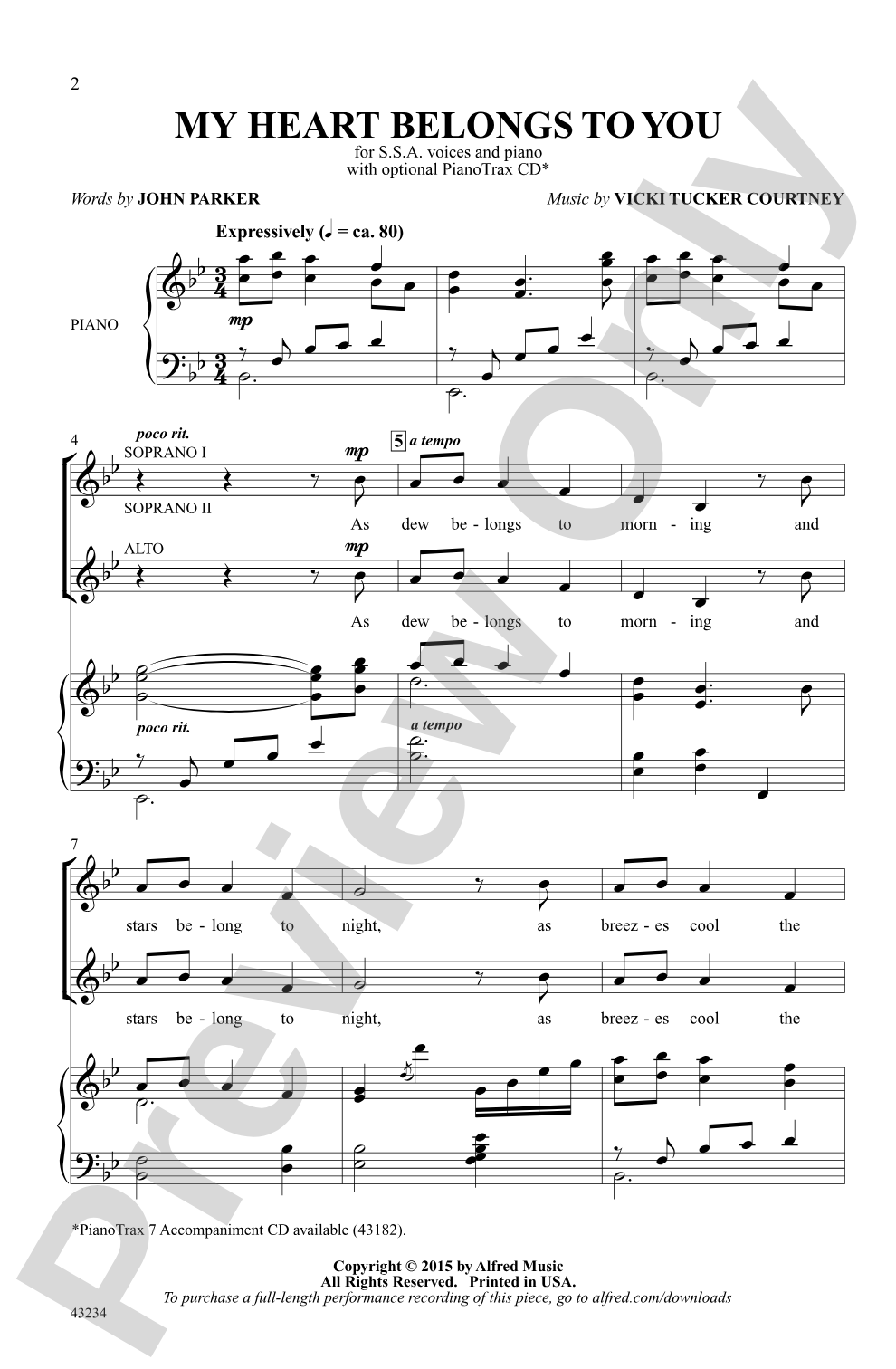 My Heart Belongs to You: SSA Choral Octavo