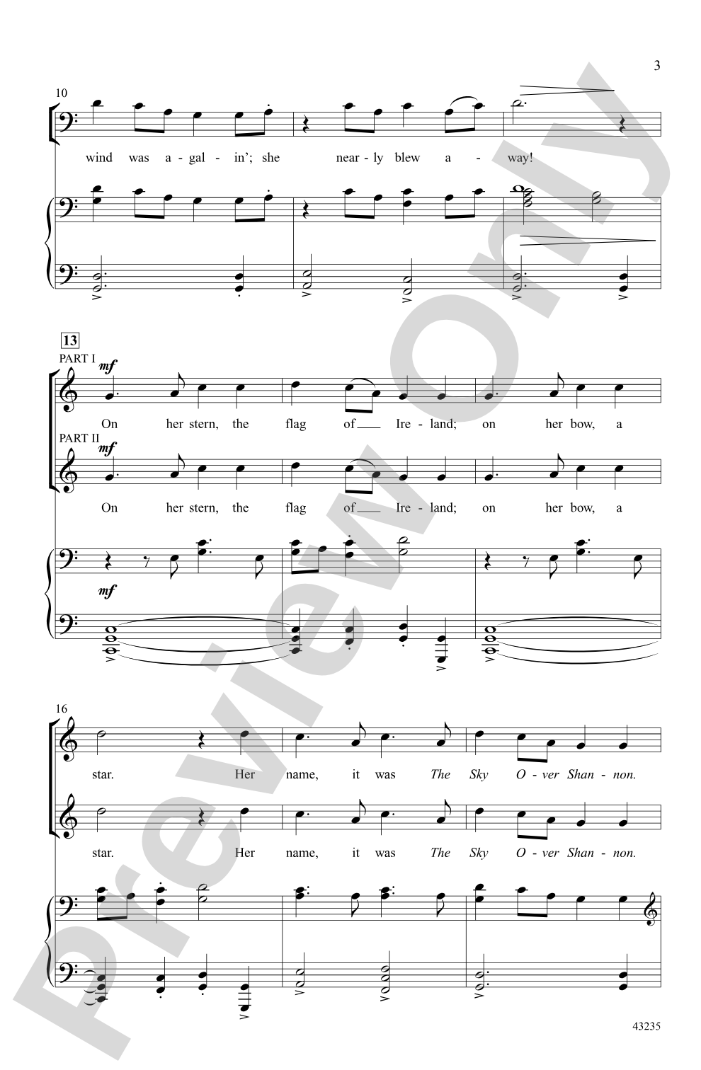 The Sky Over Shannon: 3-Part Mixed Choral Octavo