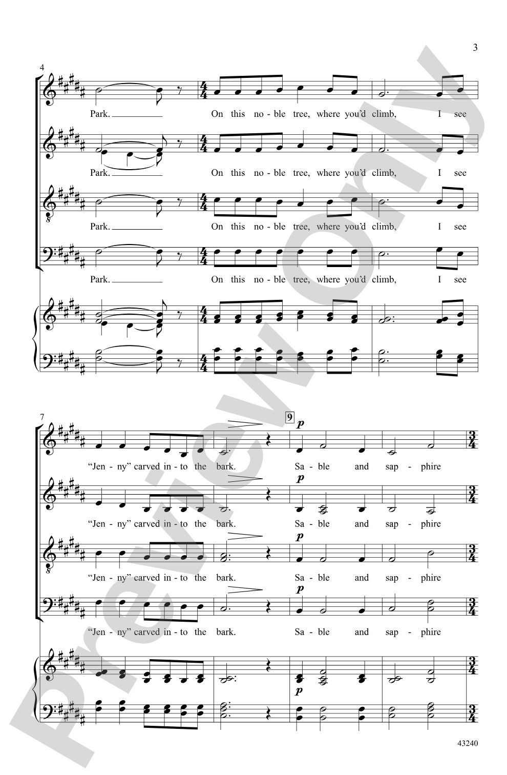 Jenny: SATB Choral Octavo