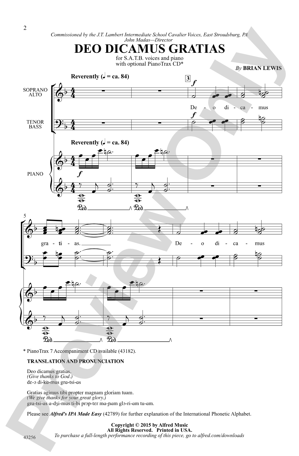 Deo Dicamus Gratias: SATB Choral Octavo