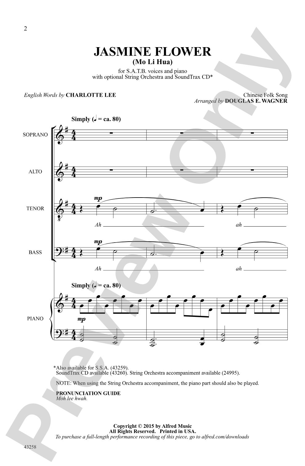 Jasmine Flower: SATB Choral Octavo