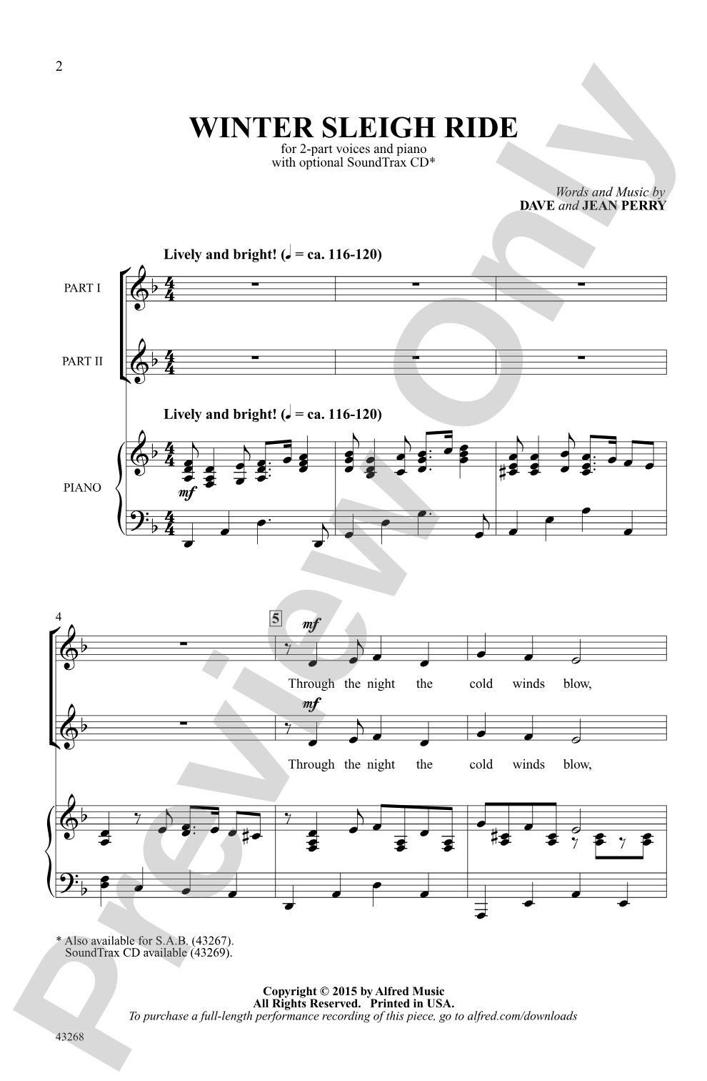 Winter Sleigh Ride: 2-Part Choral Octavo