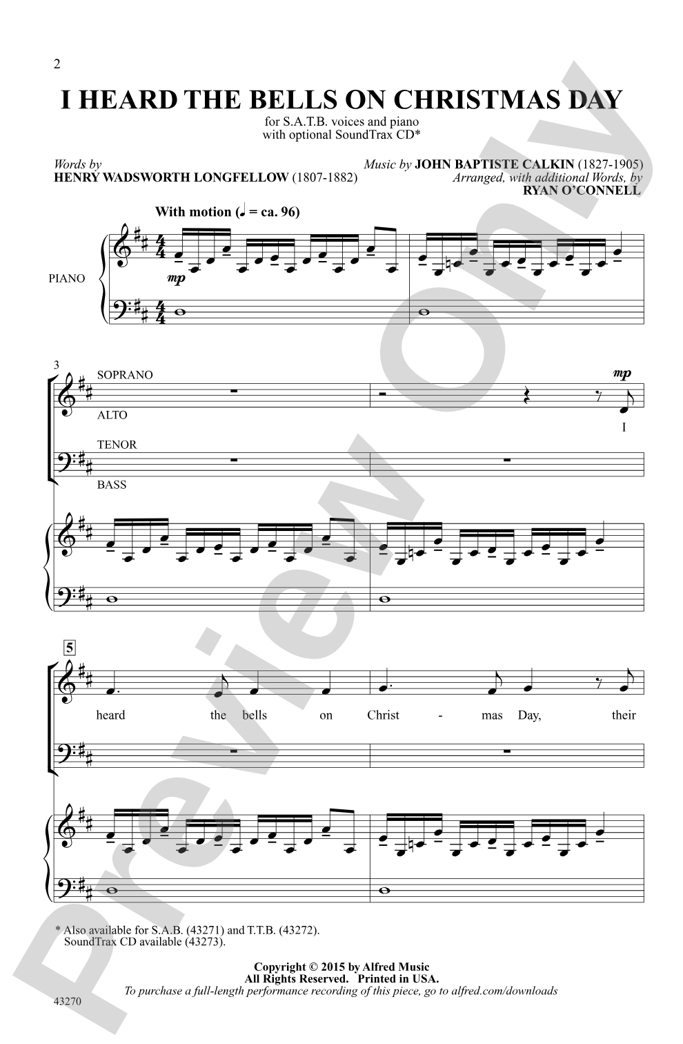 I Heard the Bells on Christmas Day: SATB Choral Octavo