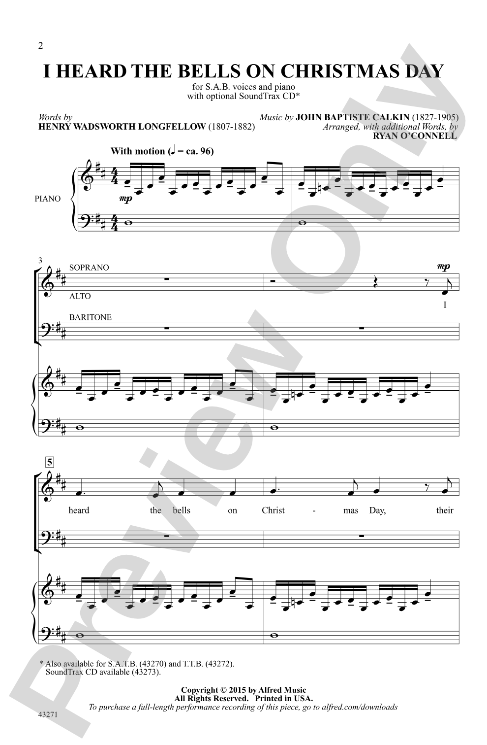 I Heard the Bells on Christmas Day: SAB Choral Octavo