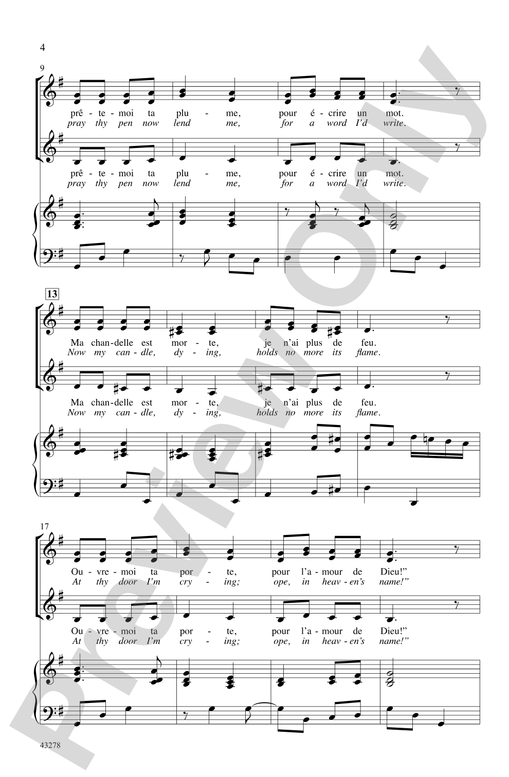 Three French Folk Songs: SSA Choral Octavo