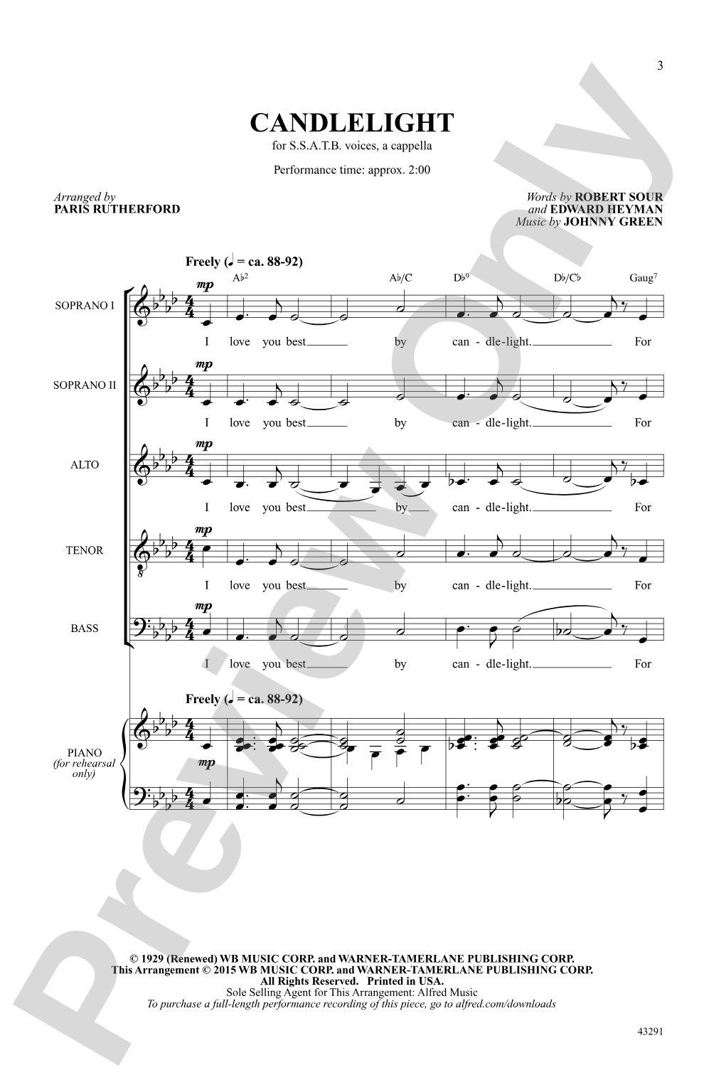 Candlelight: SSATB, <i>a cappella</i> Choral Octavo