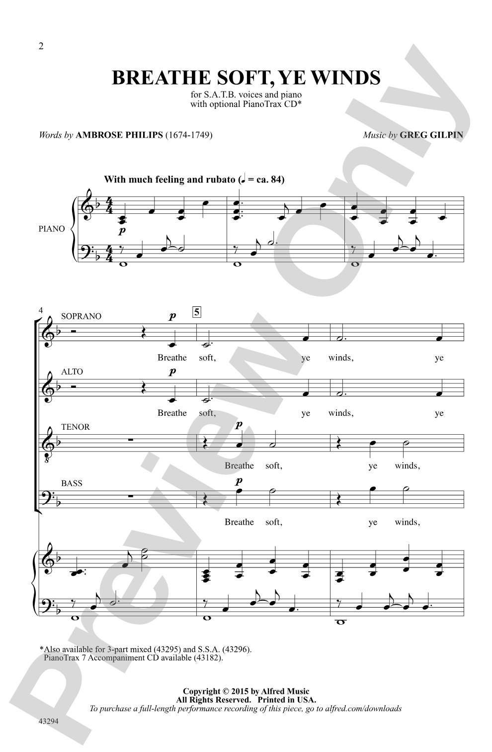 Breathe Soft, Ye Winds: SATB Choral Octavo