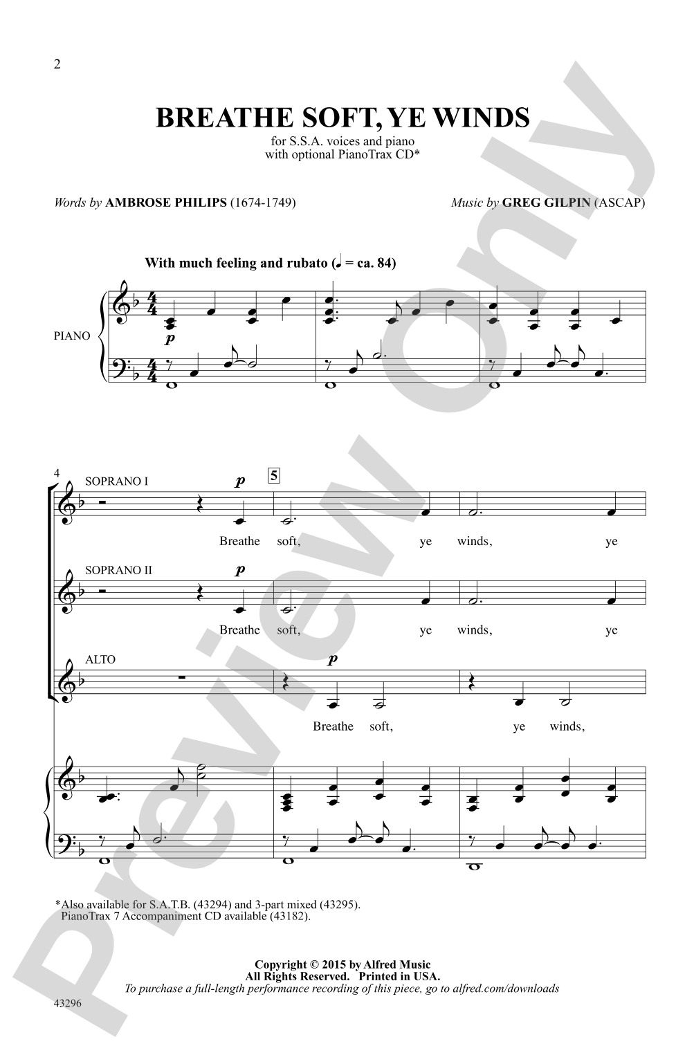 Breathe Soft, Ye Winds: SSA Choral Octavo