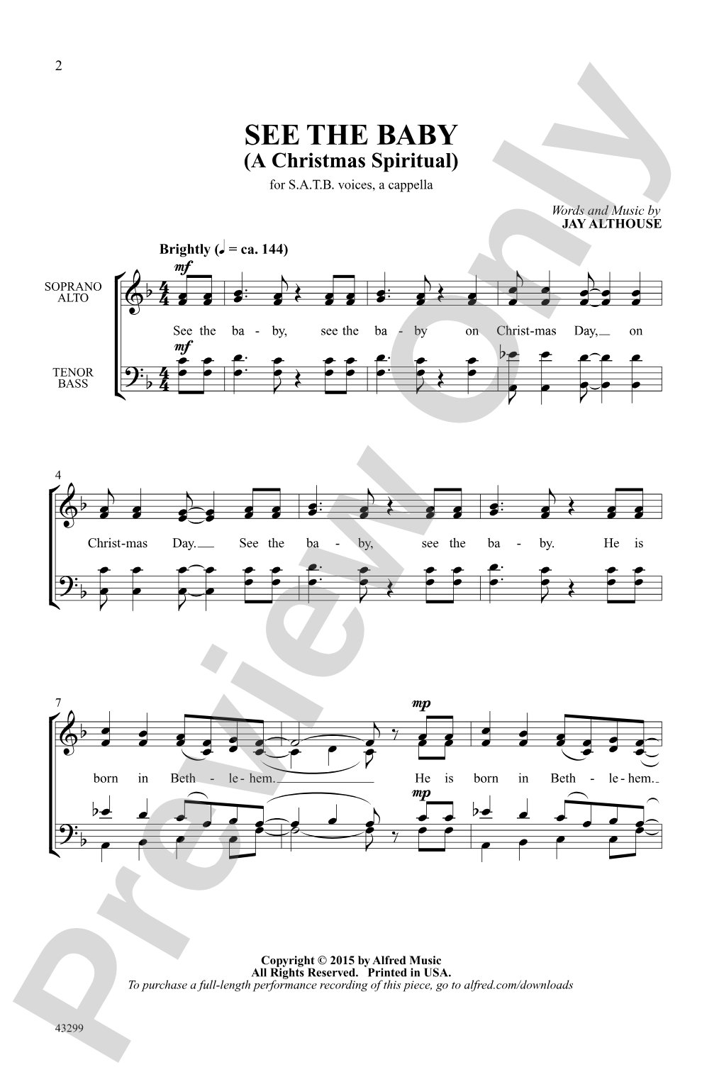 See the Baby: SATB <i>a cappella</i> Choral Octavo