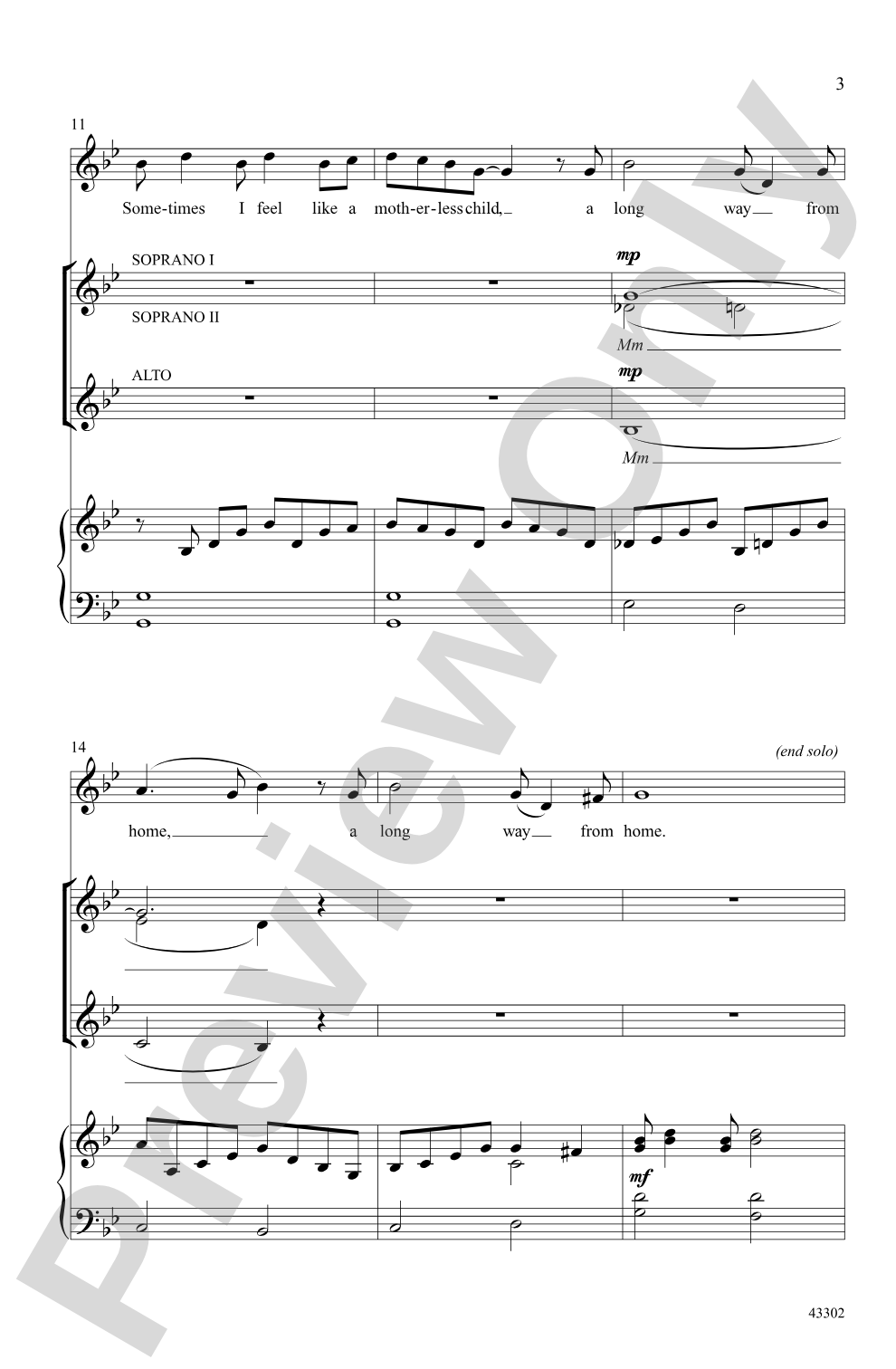 Sometimes I Feel Like a Motherless Child: SSA Choral Octavo