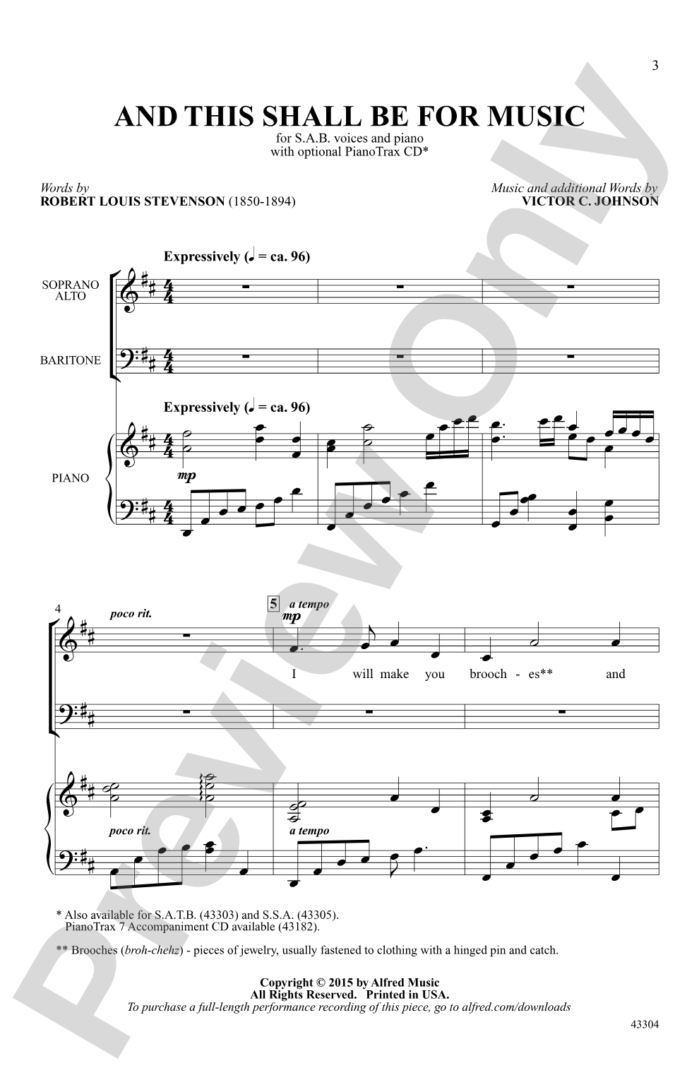 And This Shall Be for Music: SAB Choral Octavo