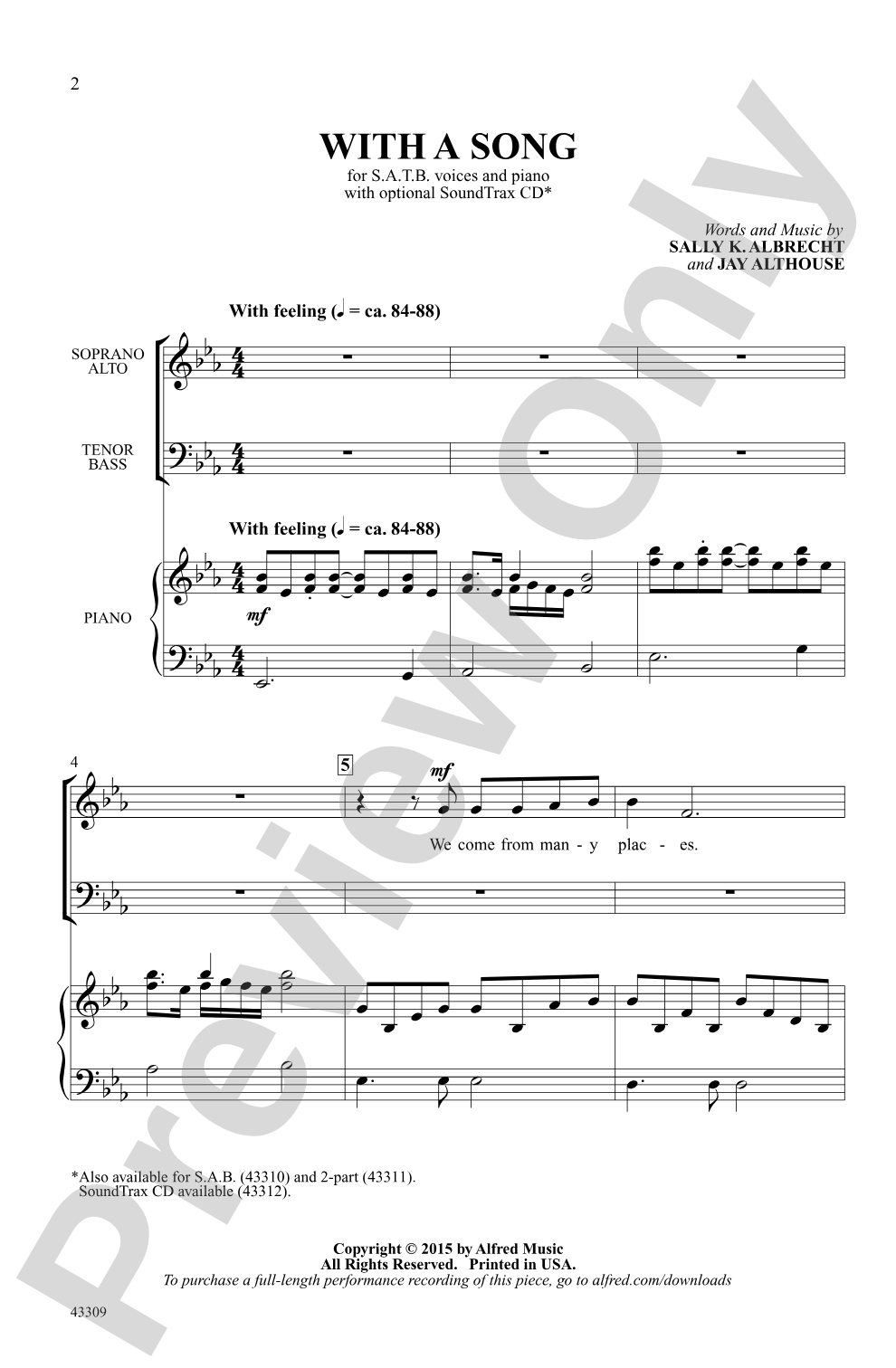 With a Song: SATB Choral Octavo