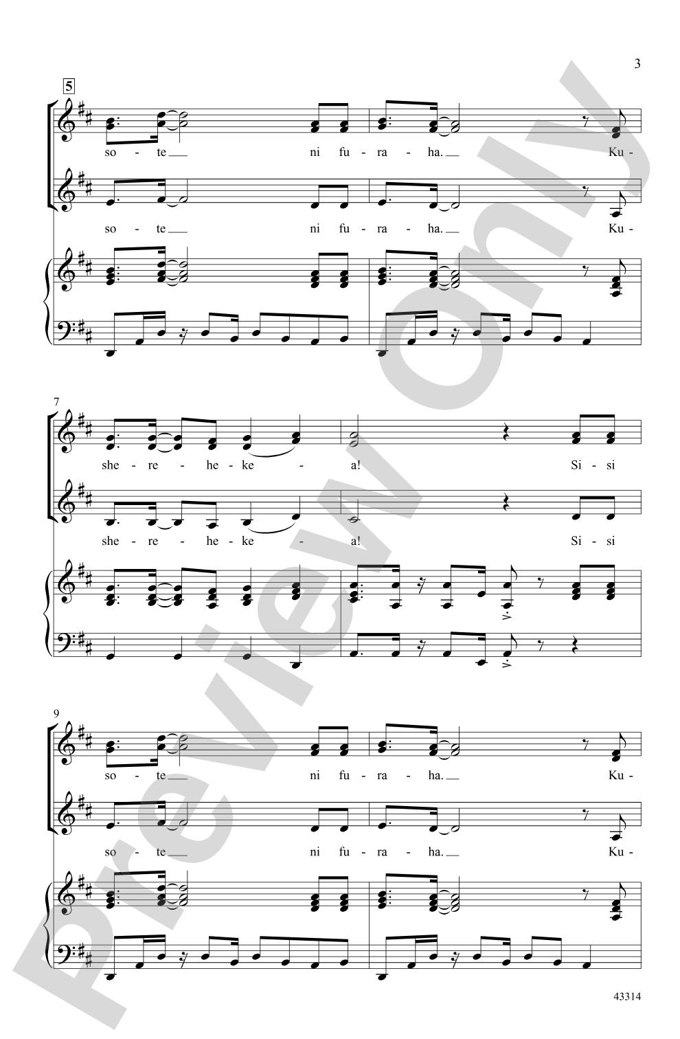 Sisi Sote: SSA Choral Octavo