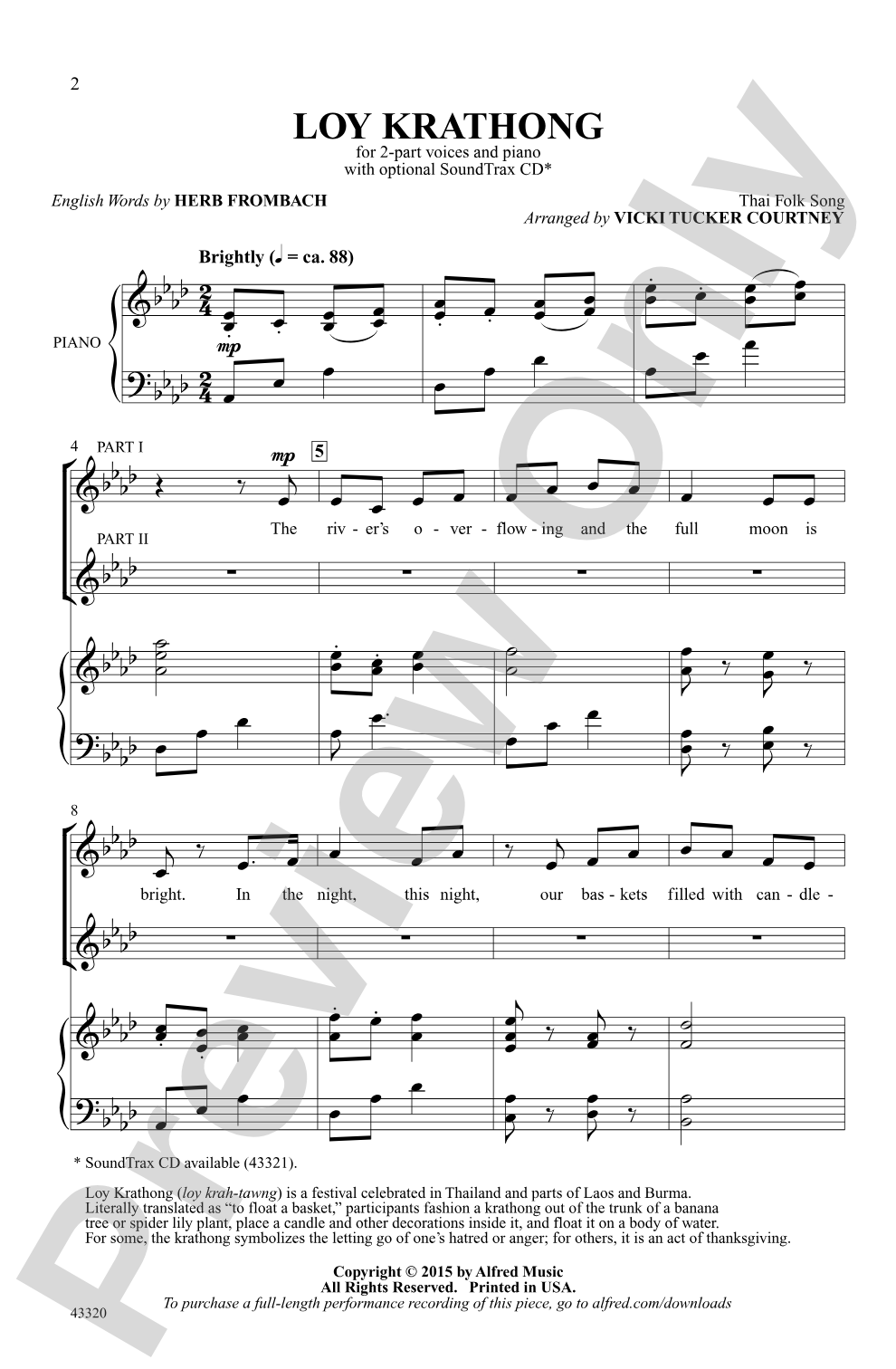 Loy Krathong: 2-Part Choral Octavo