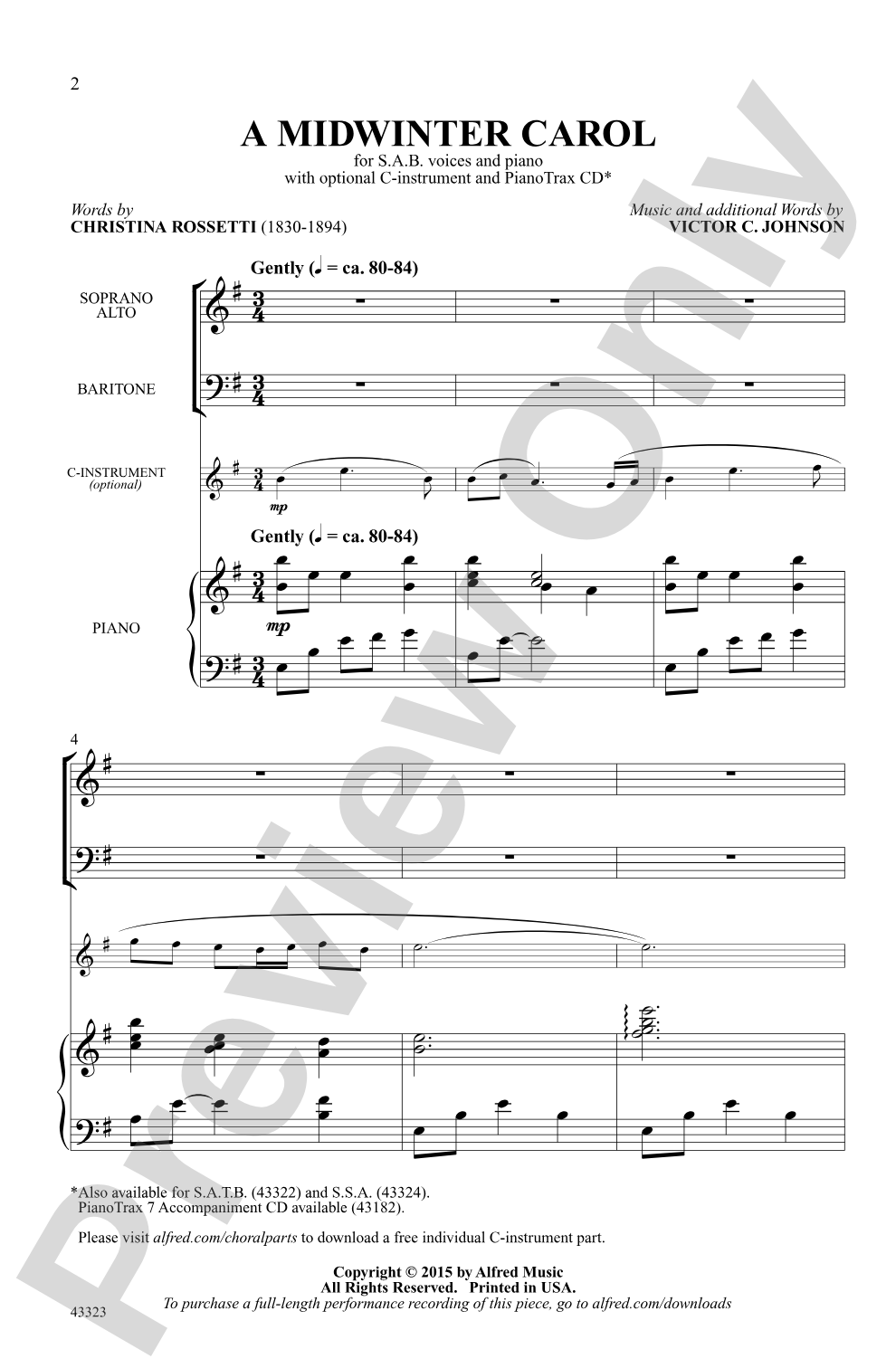 A Midwinter Carol: SAB Choral Octavo