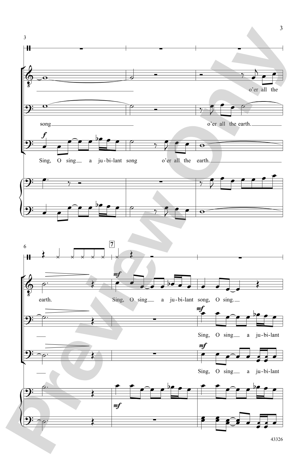 A Jubilant Song: TBB, <i>a cappella</i> Choral Octavo