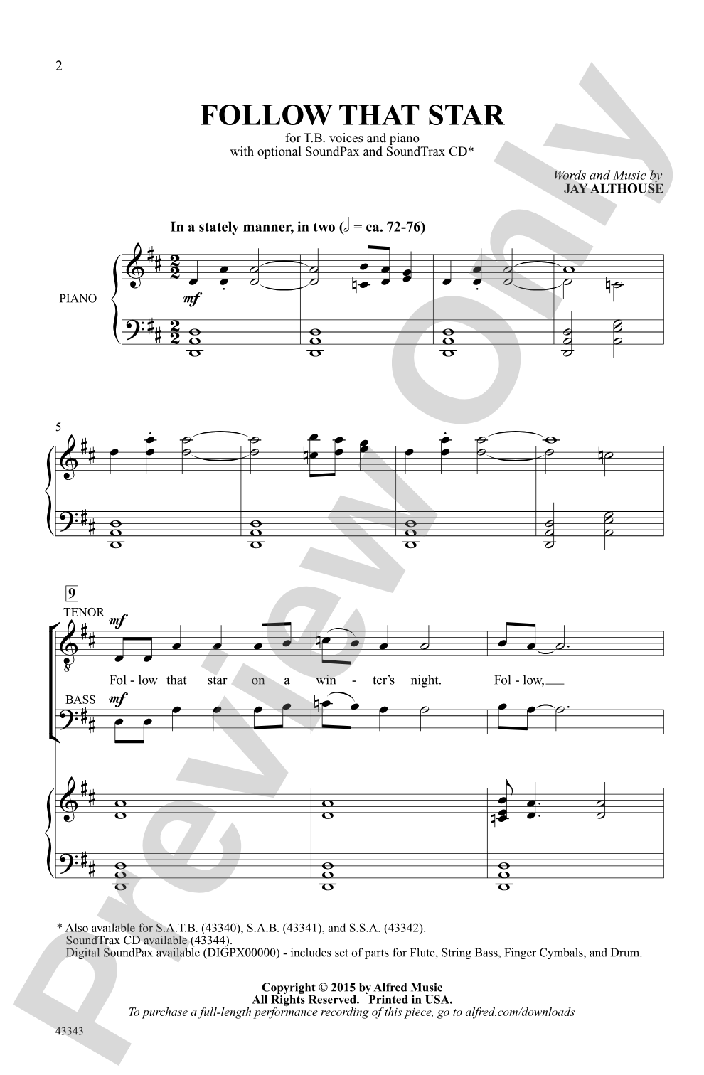 Follow That Star: TB Choral Octavo