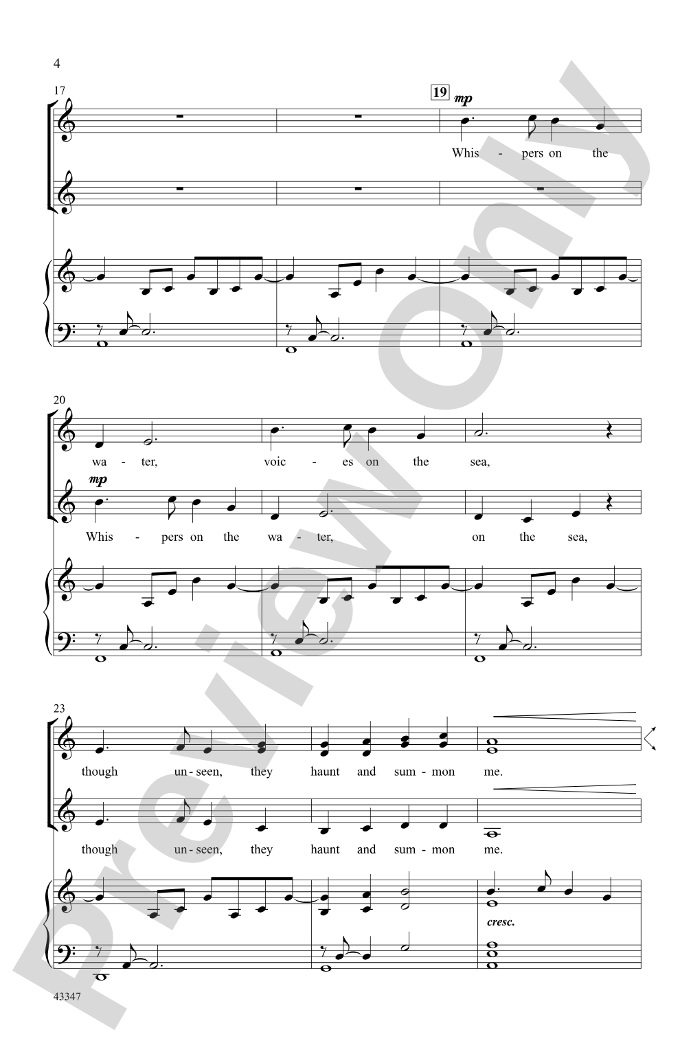 In the Dark of Midnight: SSA Choral Octavo