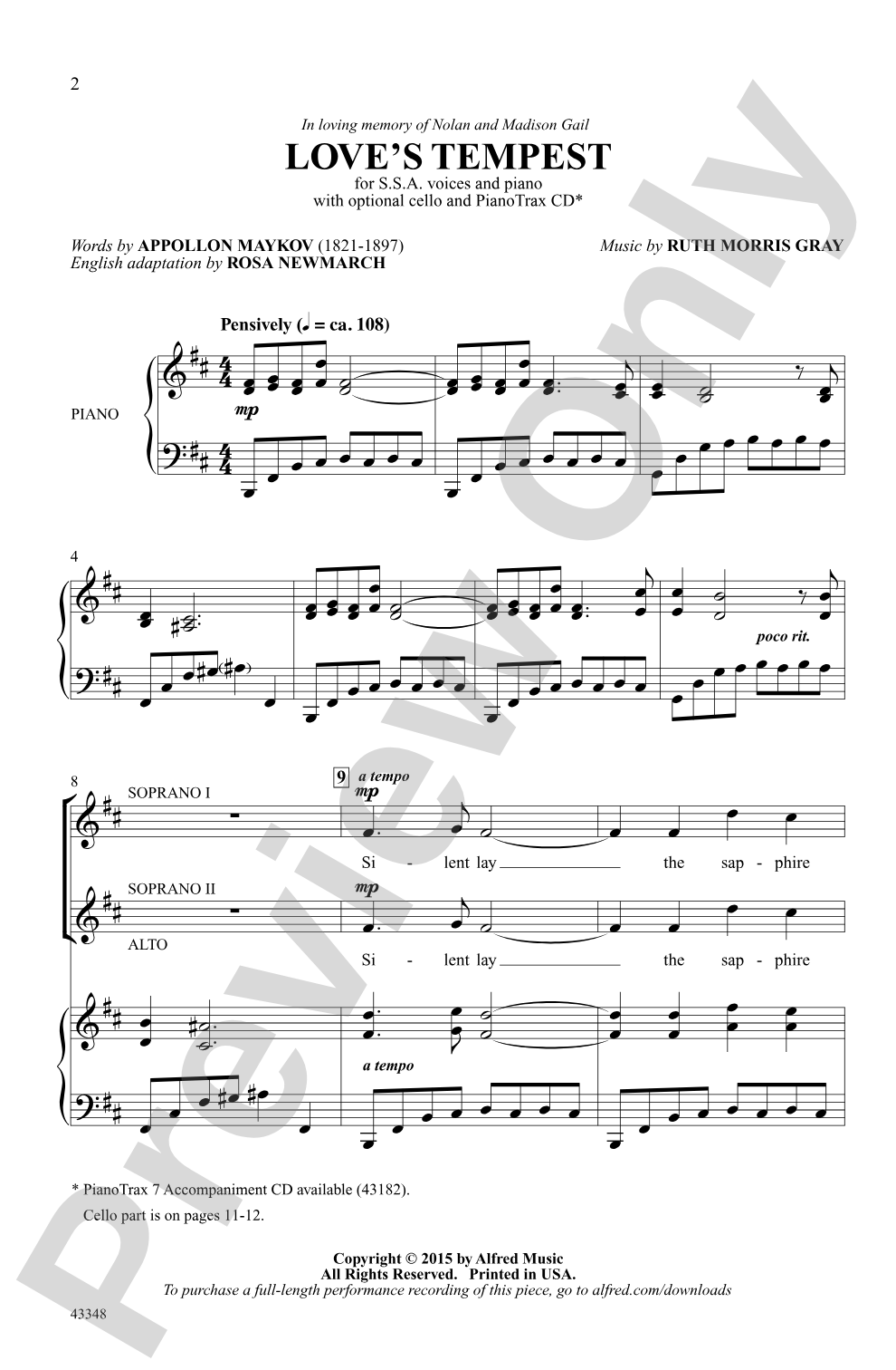 Love's Tempest: SSA Choral Octavo