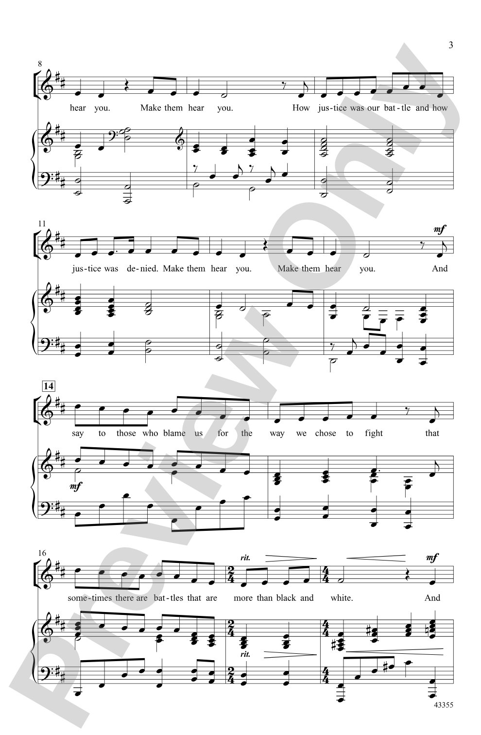 Make Them Hear You (from the musical <i>Ragtime</i>): SSA Choral Octavo