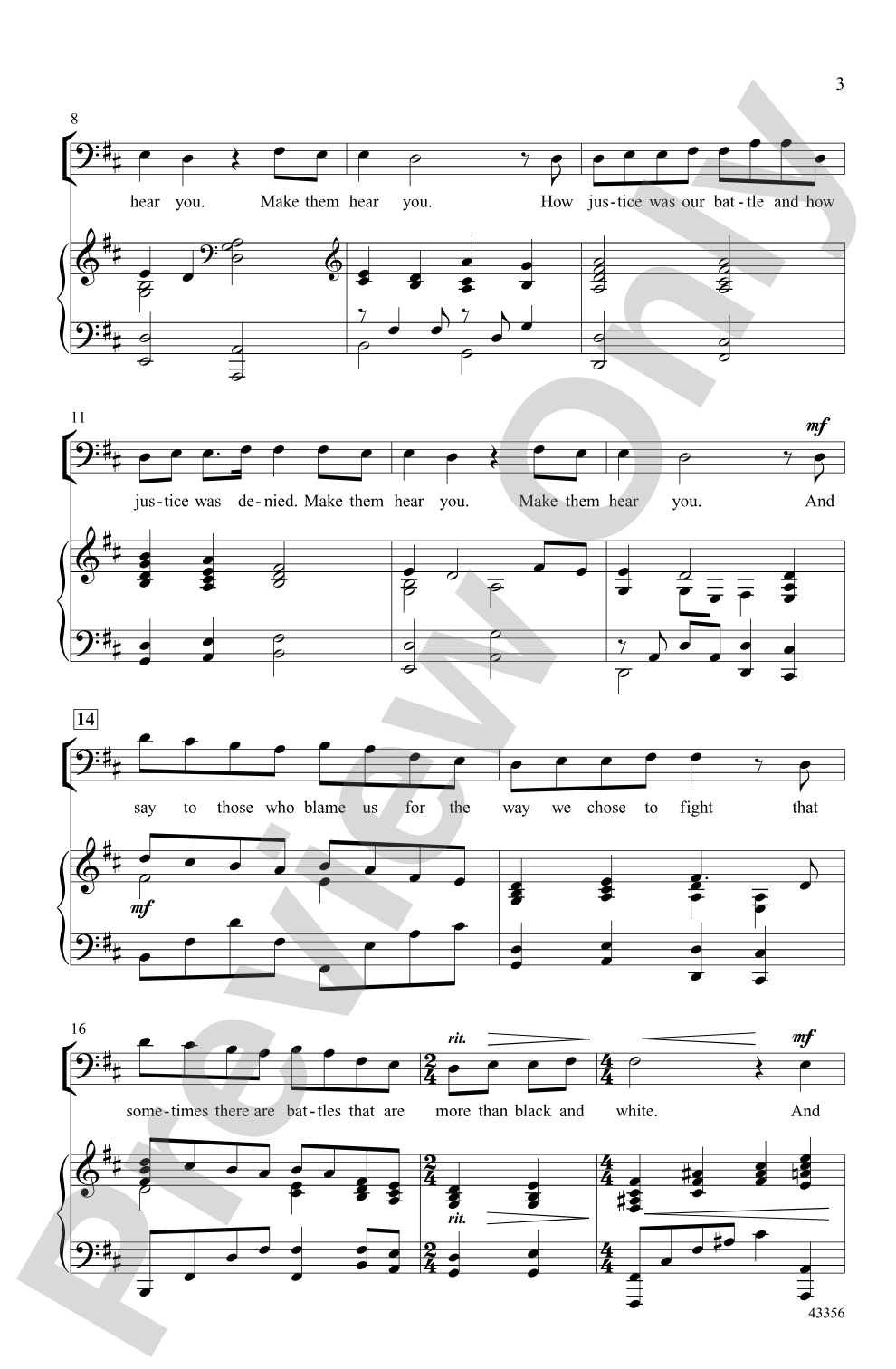 Make Them Hear You (from the musical <i>Ragtime</i>): TTBB Choral Octavo