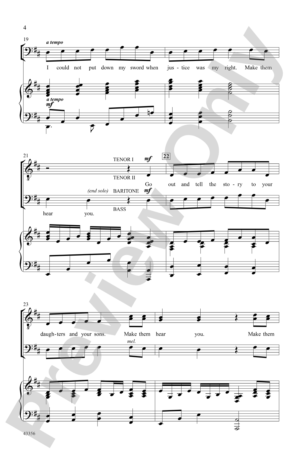 Make Them Hear You (from the musical <i>Ragtime</i>): TTBB Choral Octavo