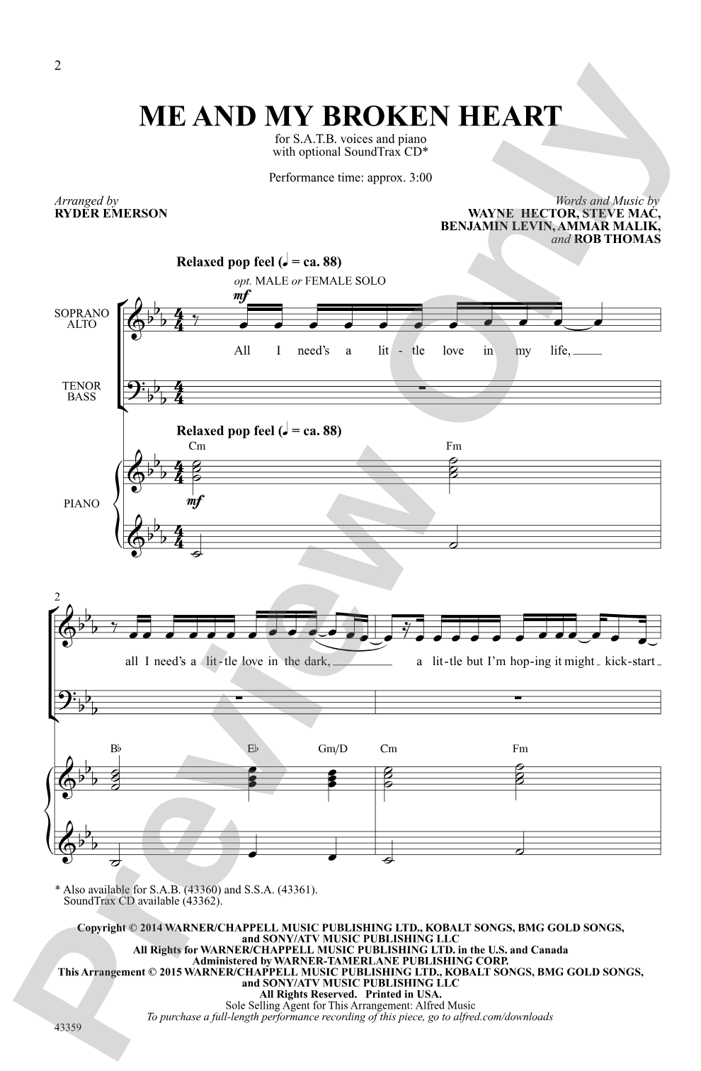 Me and My Broken Heart: SATB Choral Octavo