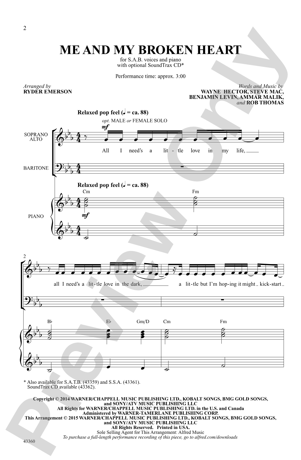 Me and My Broken Heart: SAB Choral Octavo
