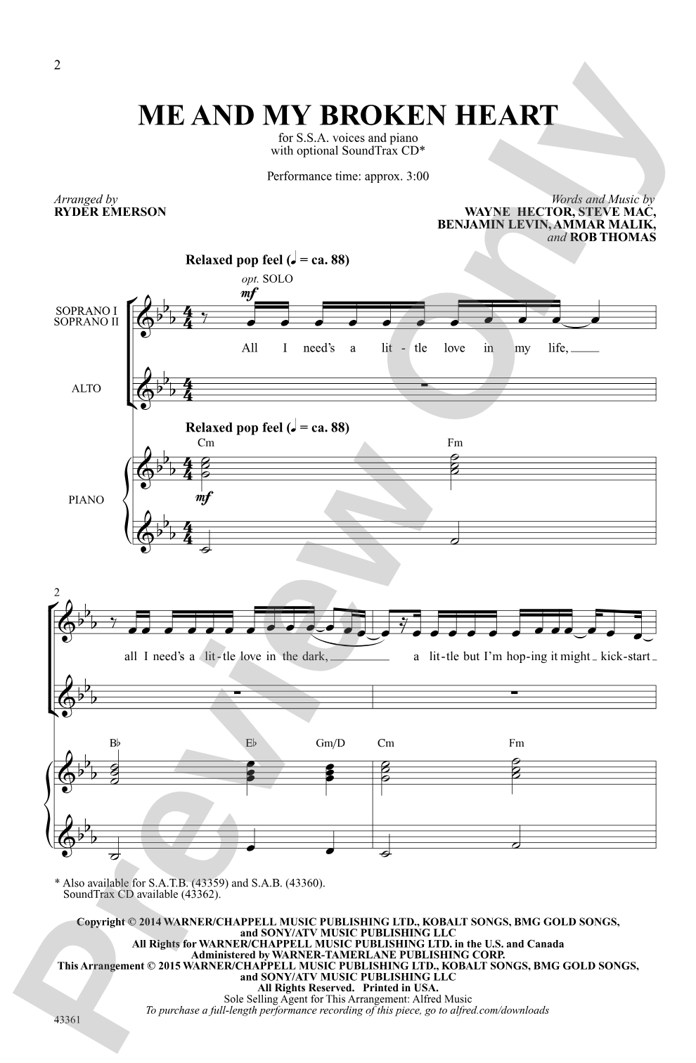 Me and My Broken Heart: SSA Choral Octavo