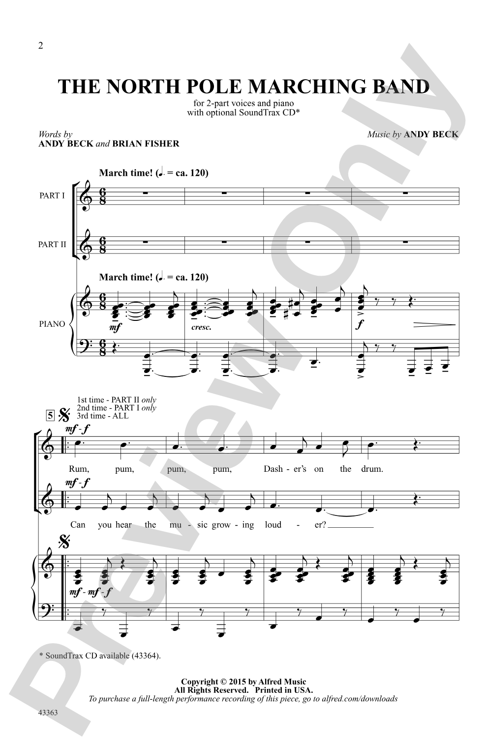 The North Pole Marching Band: 2-Part Choral Octavo