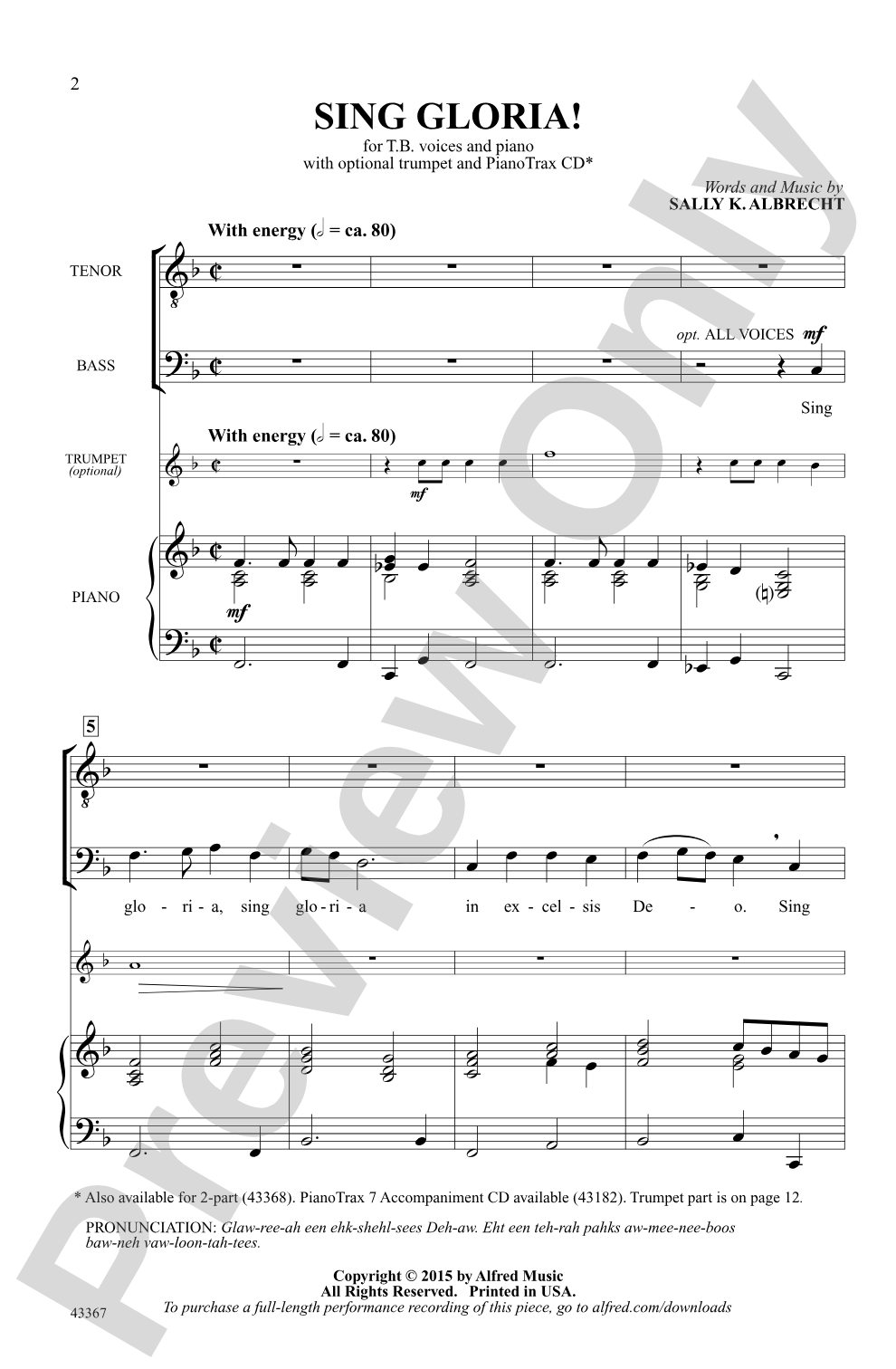 Sing Gloria!: TB Choral Octavo