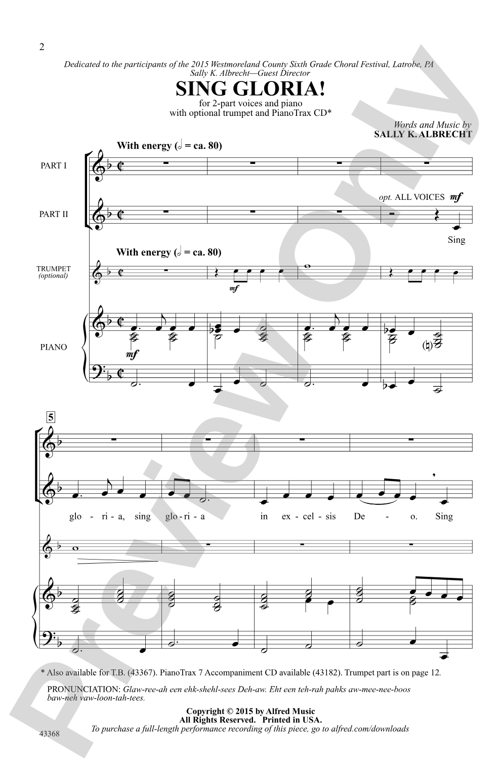 Sing Gloria!: 2-Part Choral Octavo