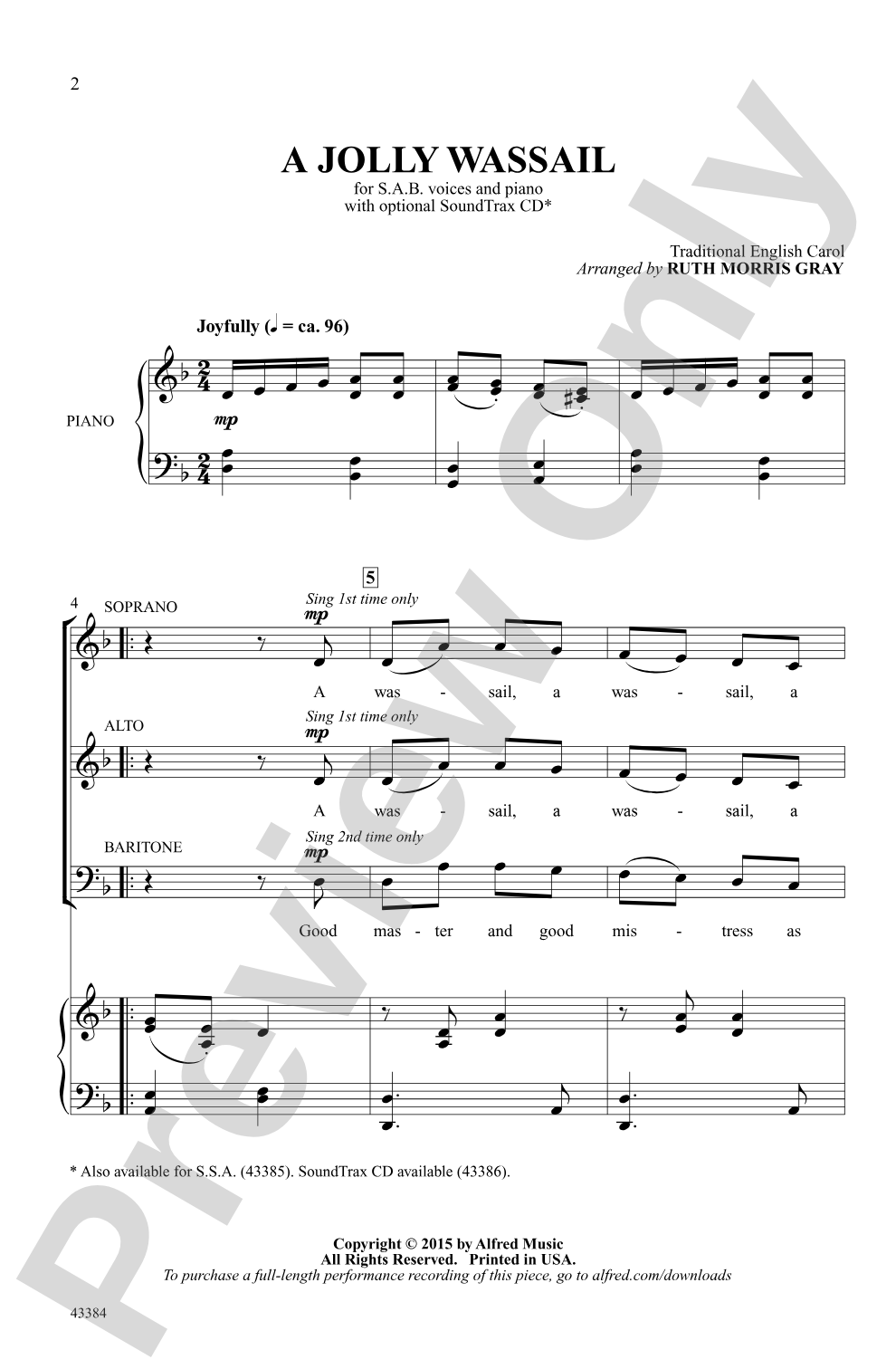 A Jolly Wassail: SAB Choral Octavo