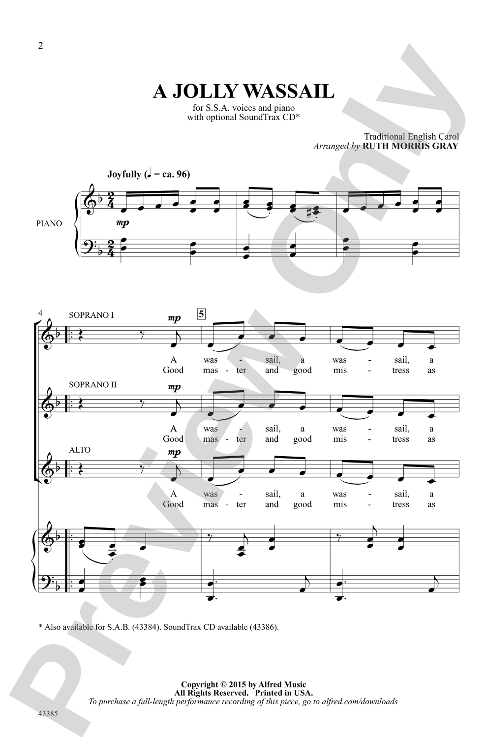 A Jolly Wassail: SSA Choral Octavo