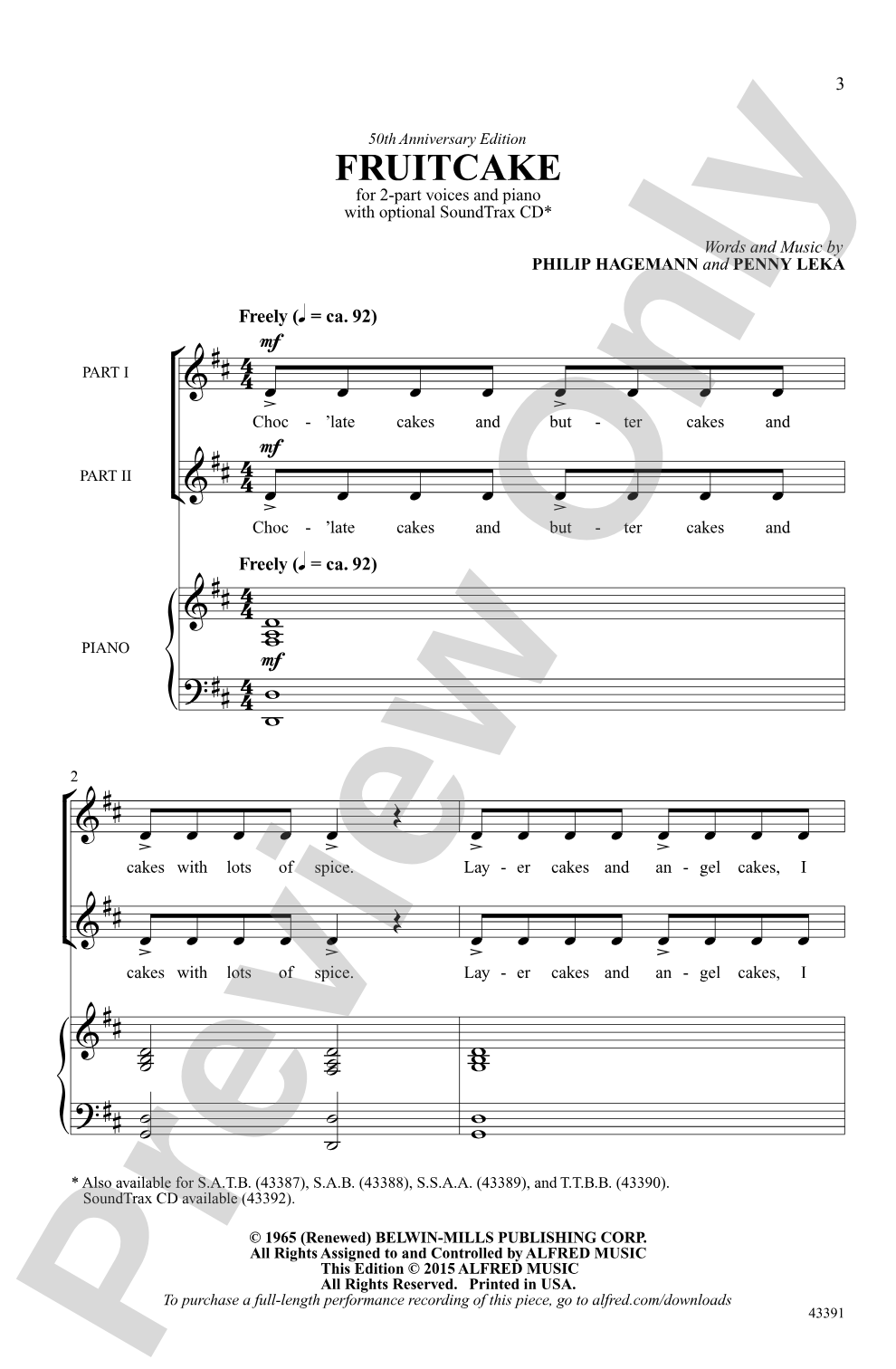 Fruitcake: 2-Part Choral Octavo