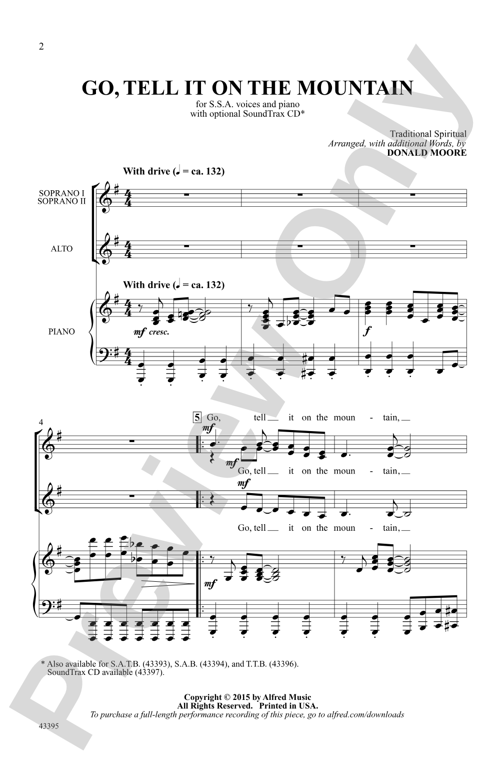 Go, Tell It on the Mountain: SSA Choral Octavo