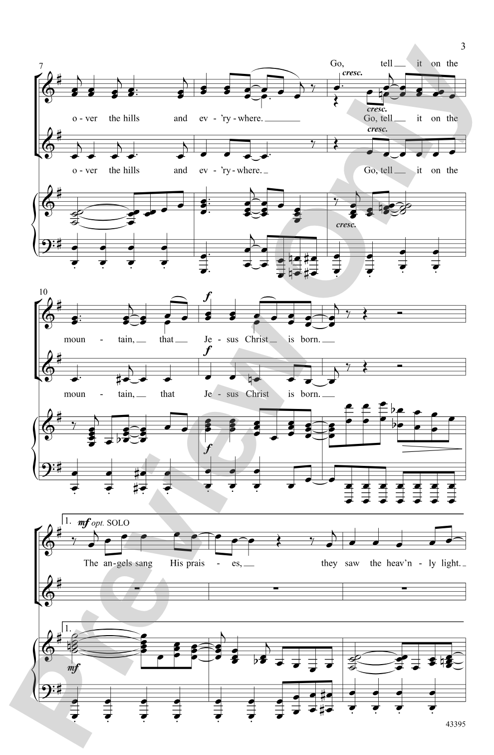 Go, Tell It on the Mountain: SSA Choral Octavo
