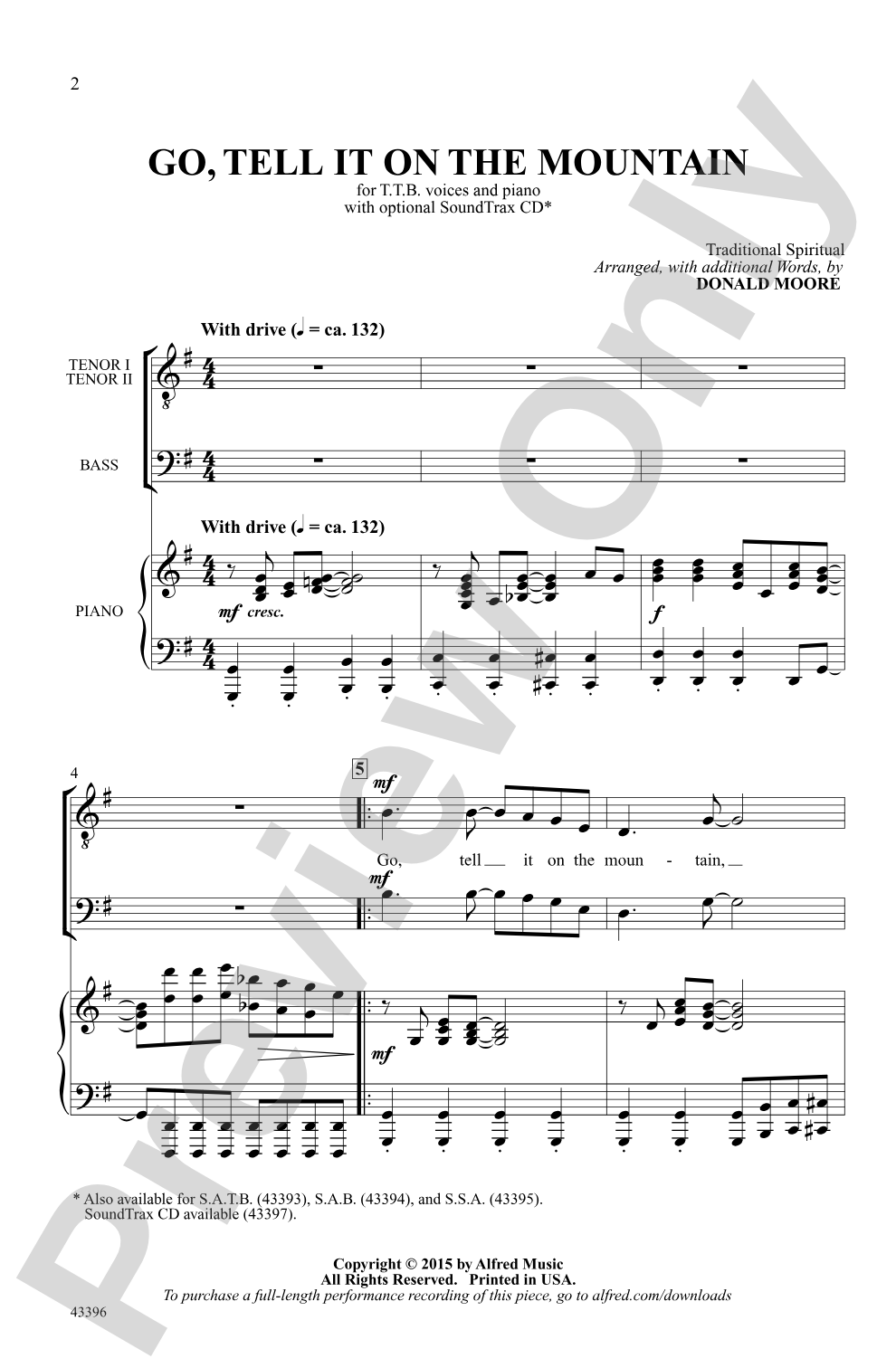 Go, Tell It on the Mountain: TTB Choral Octavo