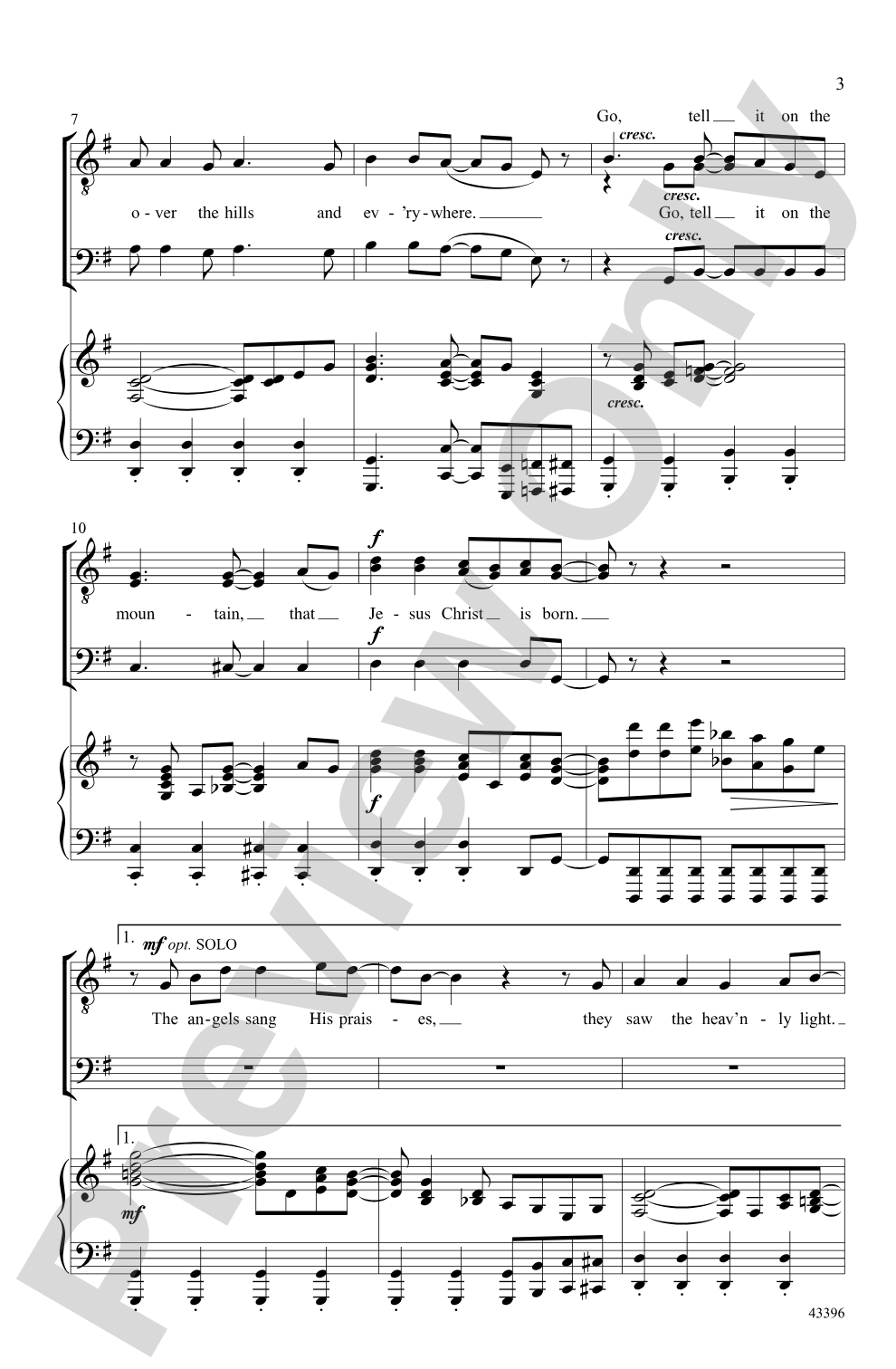 Go, Tell It on the Mountain: TTB Choral Octavo