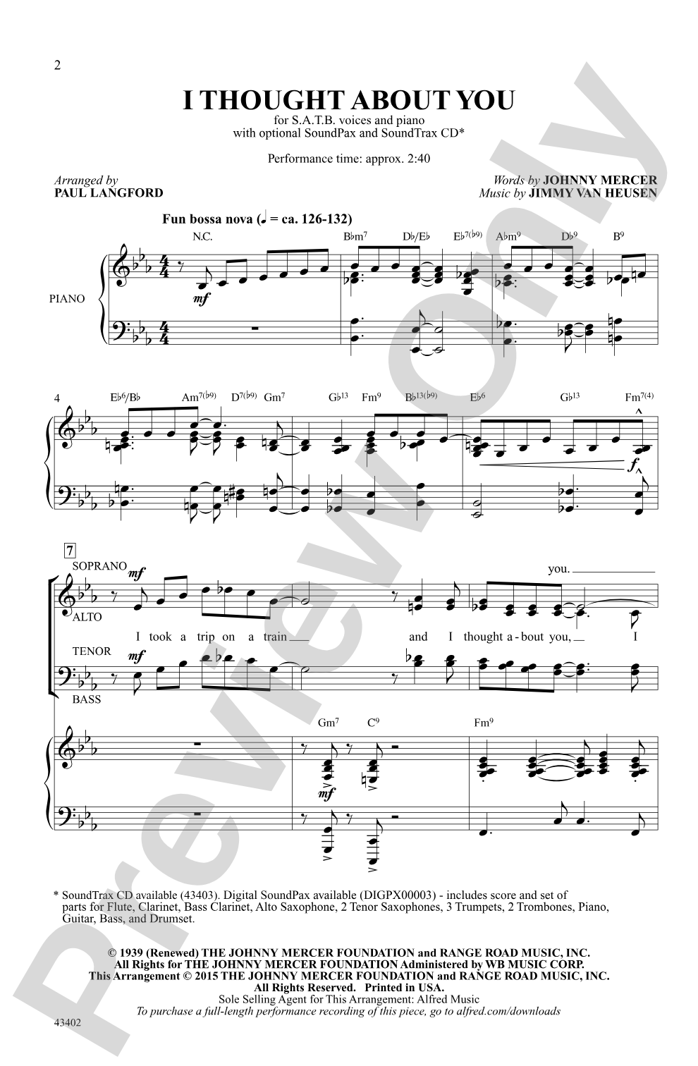 I Thought About You: SATB Choral Octavo
