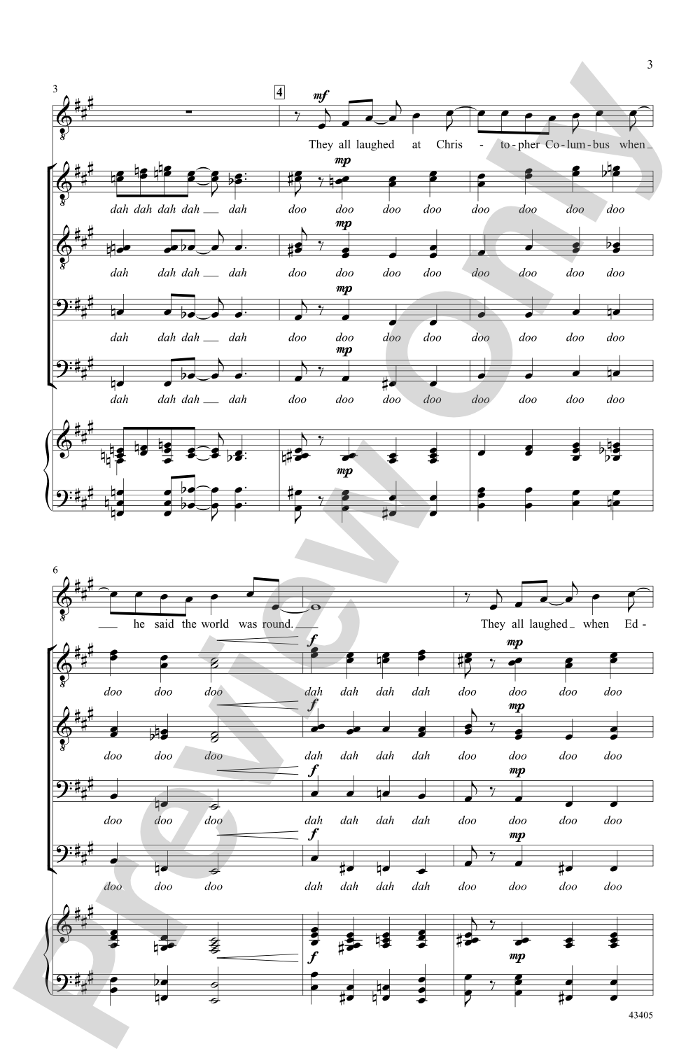 They All Laughed: TTBB divisi, <i>a cappella</i> Choral Octavo
