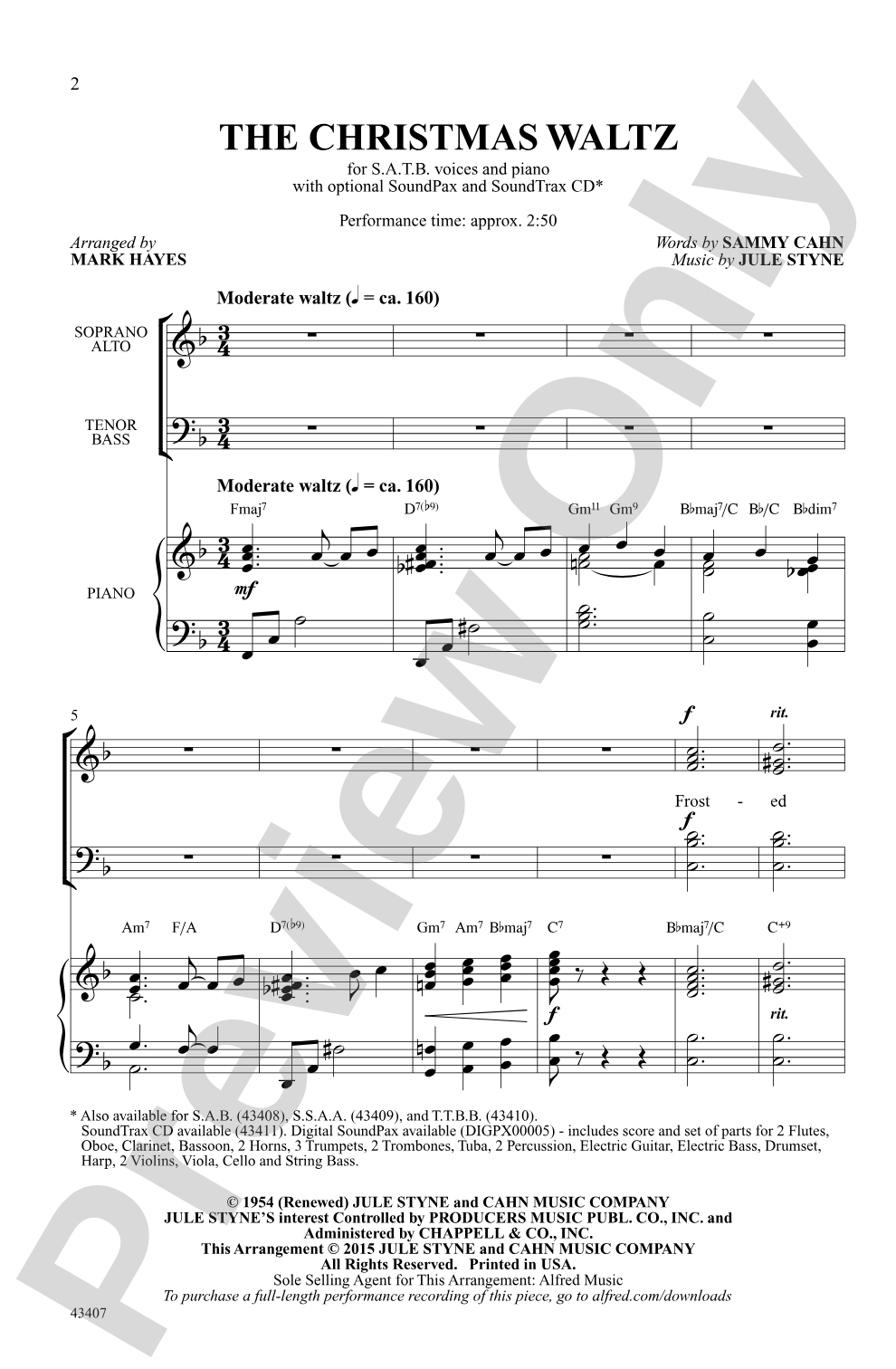 The Christmas Waltz: SATB Choral Octavo